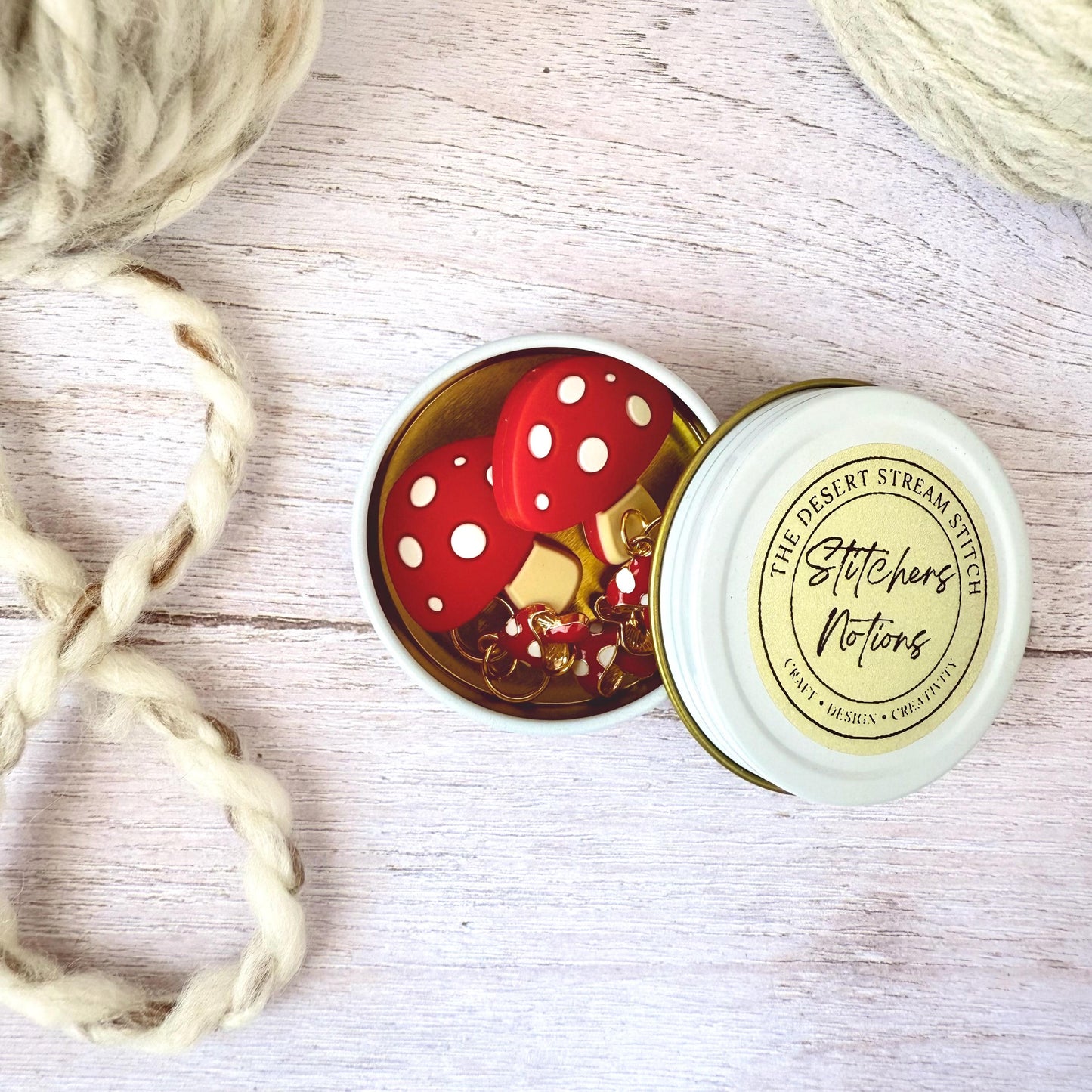 Mushroom Knitting Notions Set – Stitch Markers & Stoppers | Progress Keepers Kit
