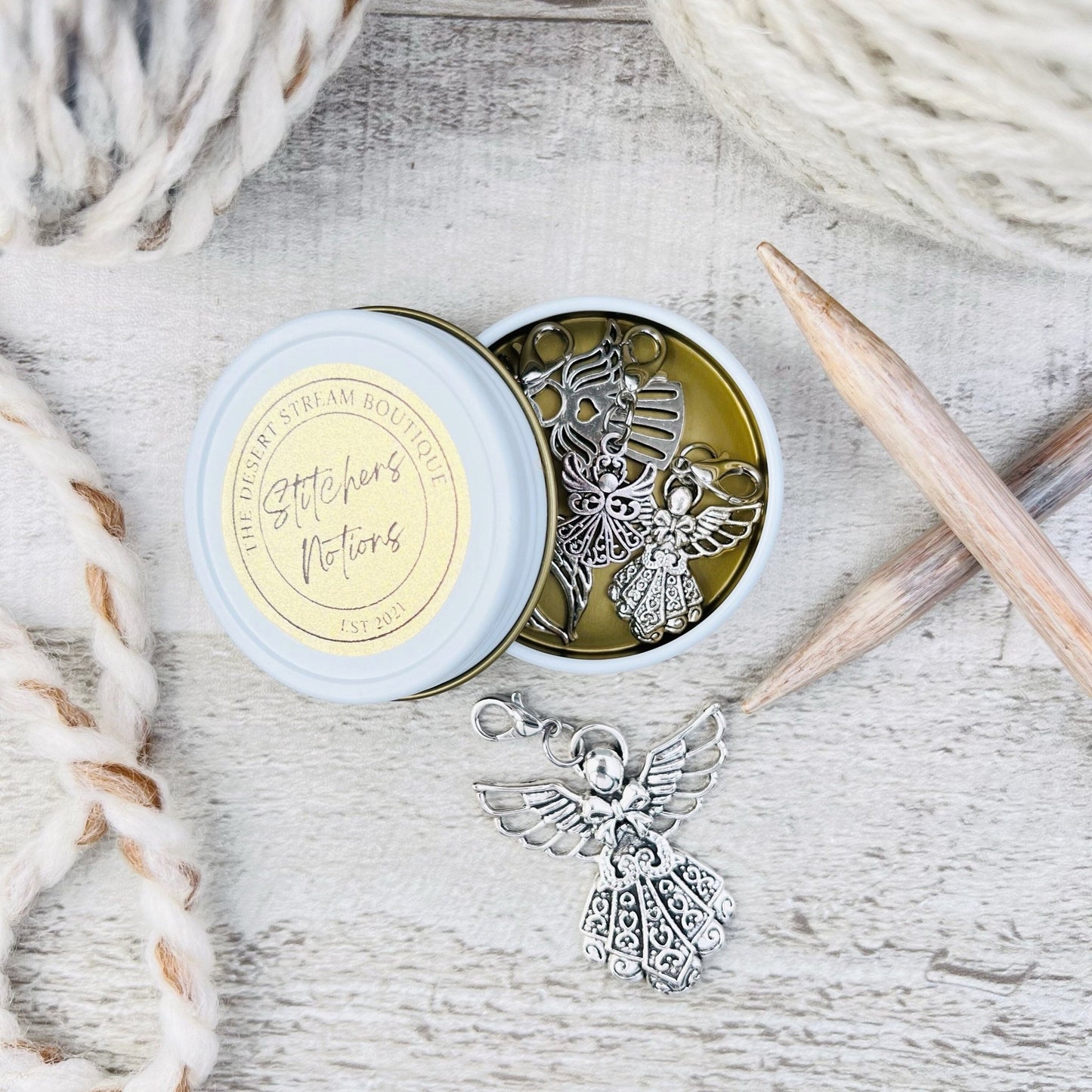 Angel Wings Stitch Markers Set - The Desert Stream Stitch