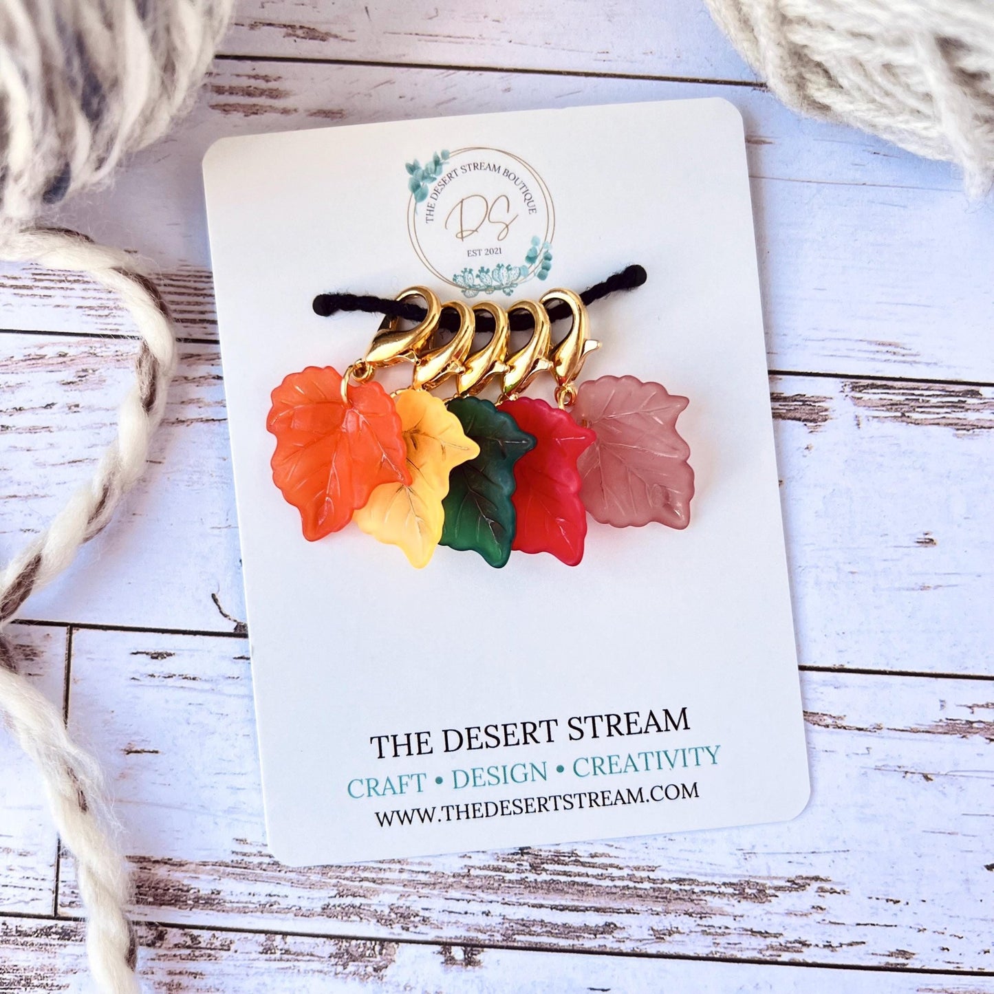 Autumn Leaves Stitch Markers Set - The Desert Stream Stitch