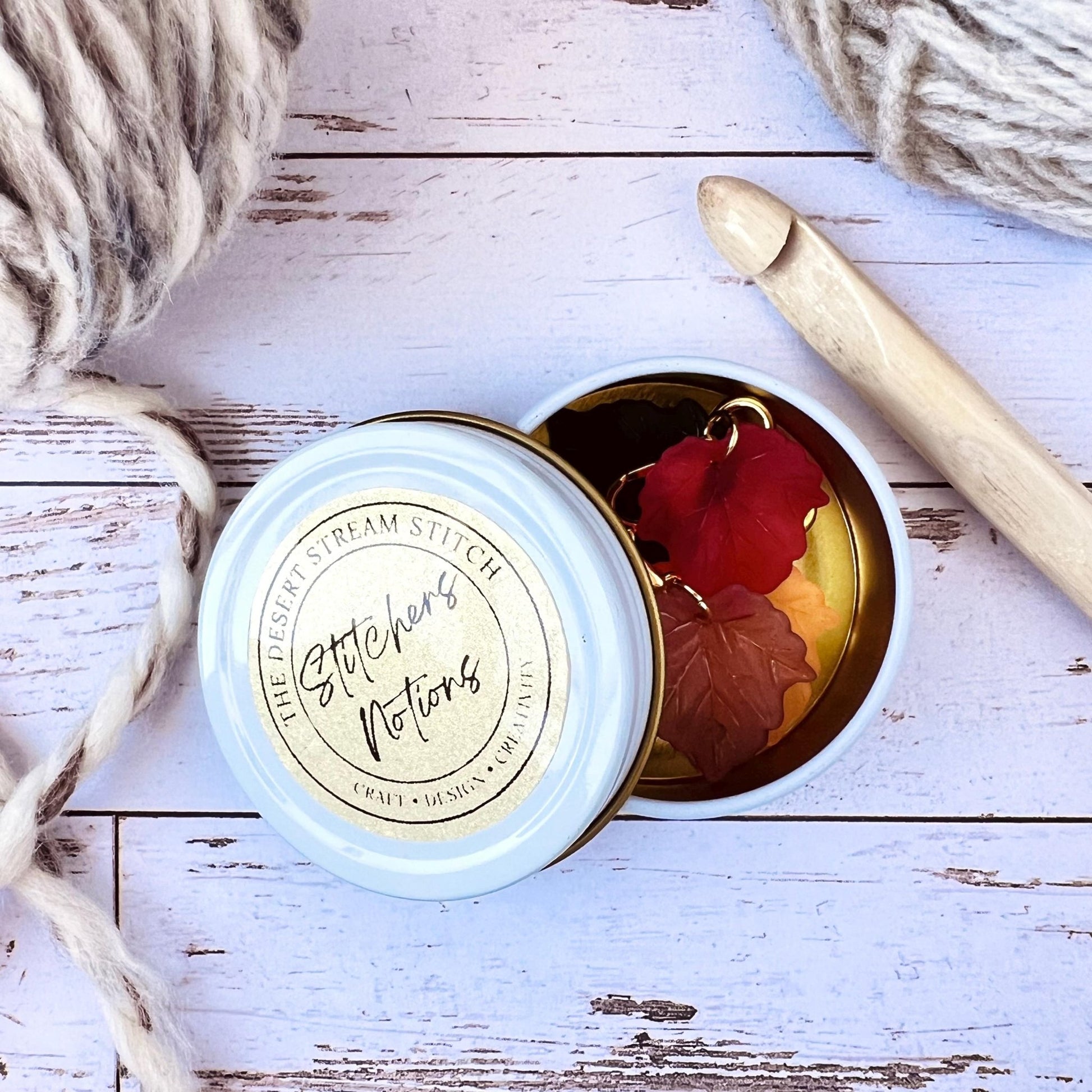 Autumn Leaves Stitch Markers Set - The Desert Stream Stitch