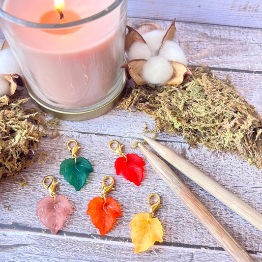 Autumn Leaves Stitch Markers Set - The Desert Stream Stitch