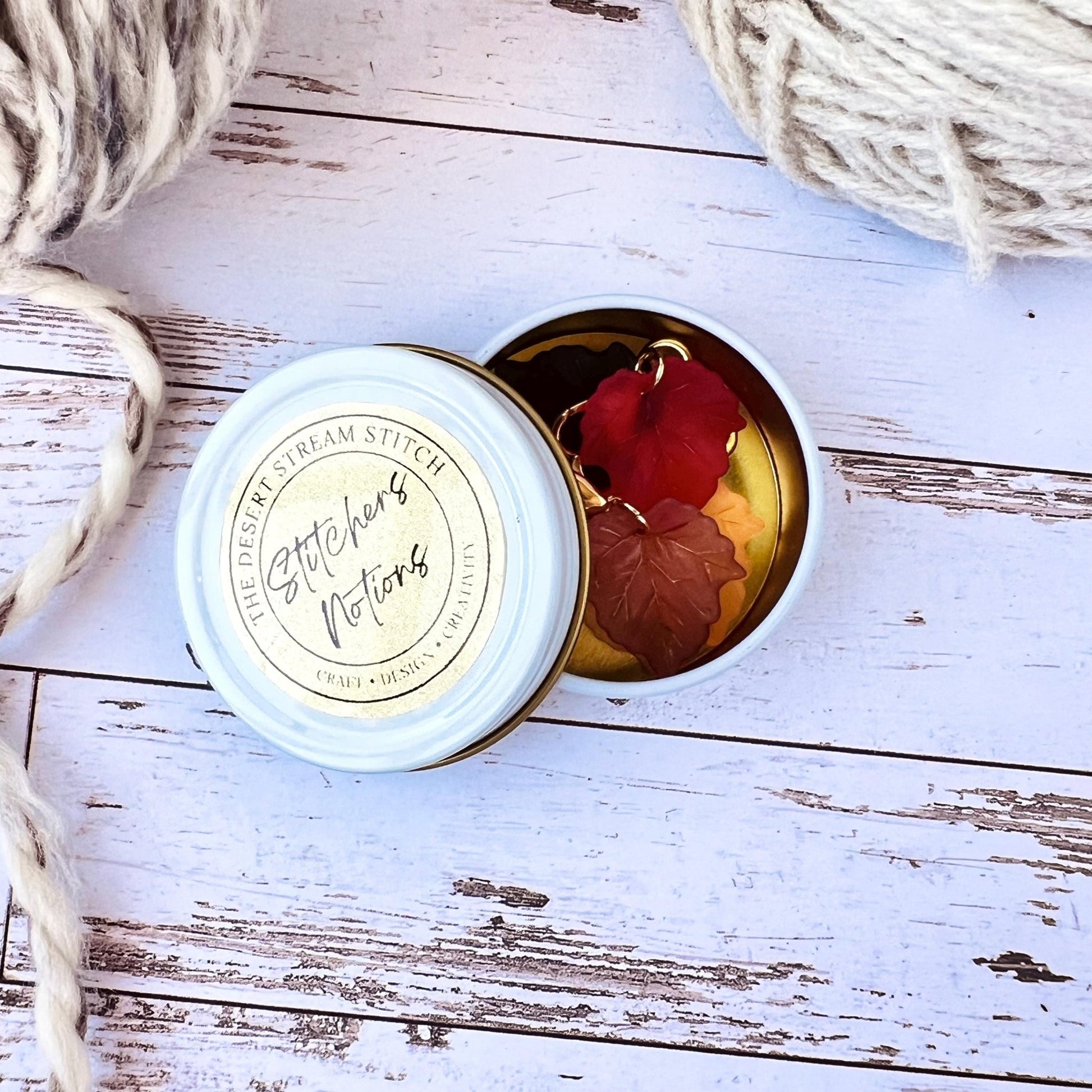 Autumn Leaves Stitch Markers Set - The Desert Stream Stitch