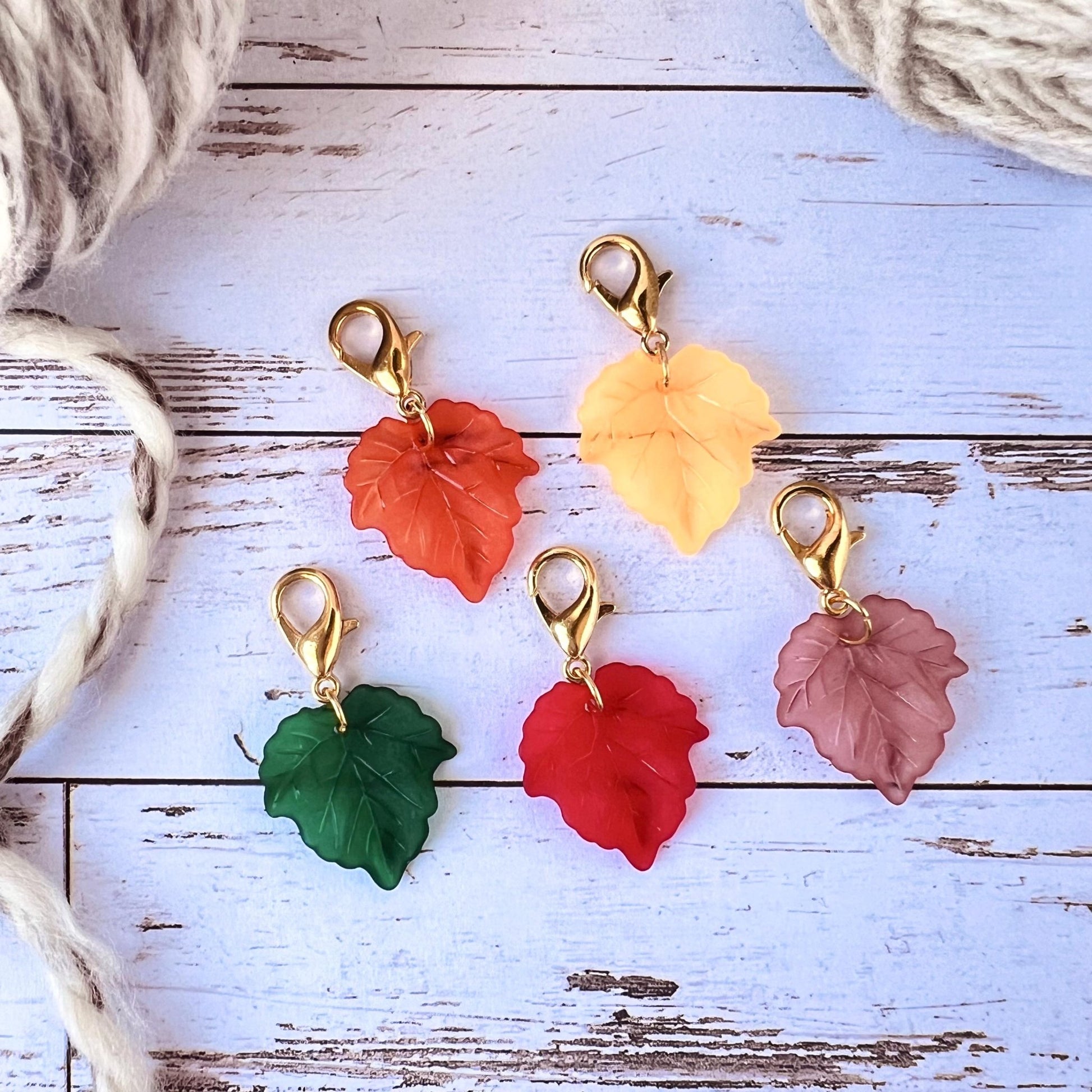 Autumn Leaves Stitch Markers Set - The Desert Stream Stitch