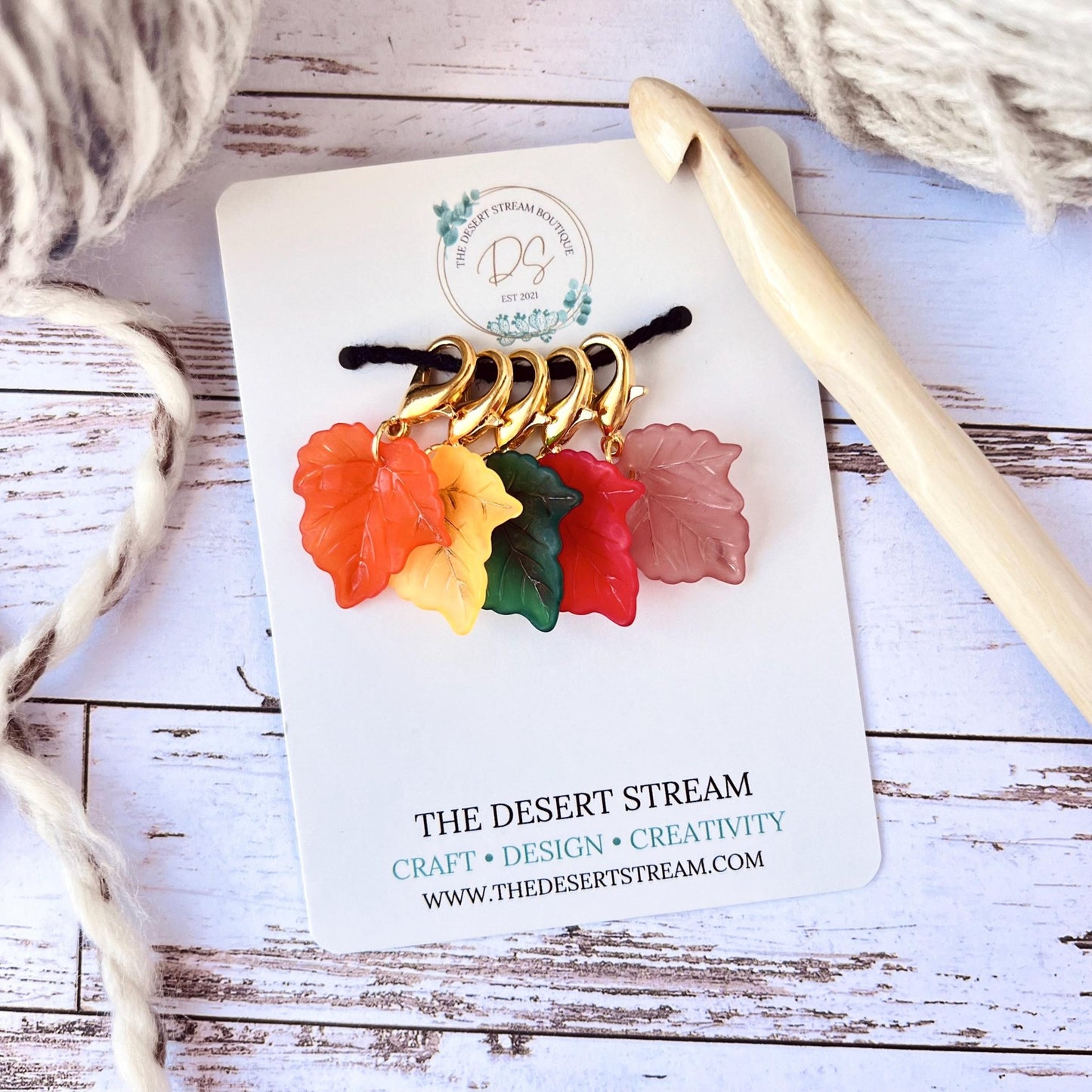 Autumn Leaves Stitch Markers Set - The Desert Stream Stitch