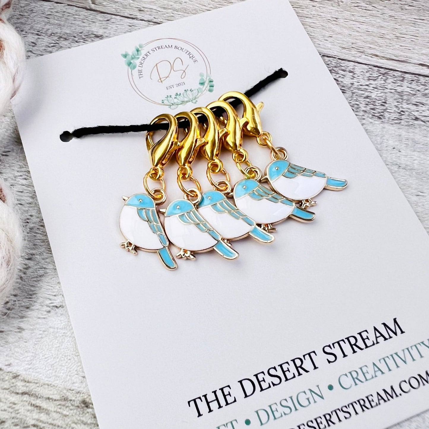 Blue Bird Stitch Markers Set - The Desert Stream Stitch