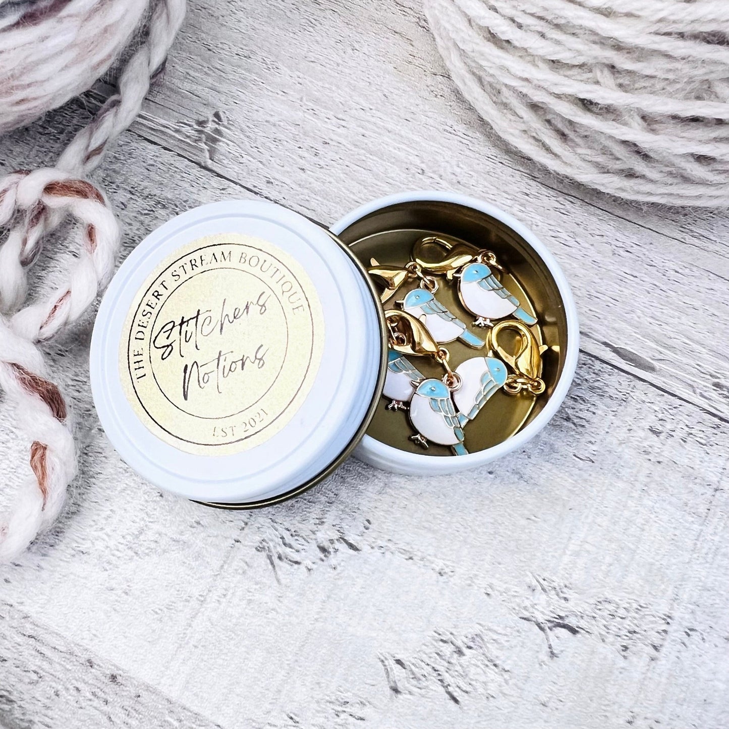 Blue Bird Stitch Markers Set - The Desert Stream Stitch