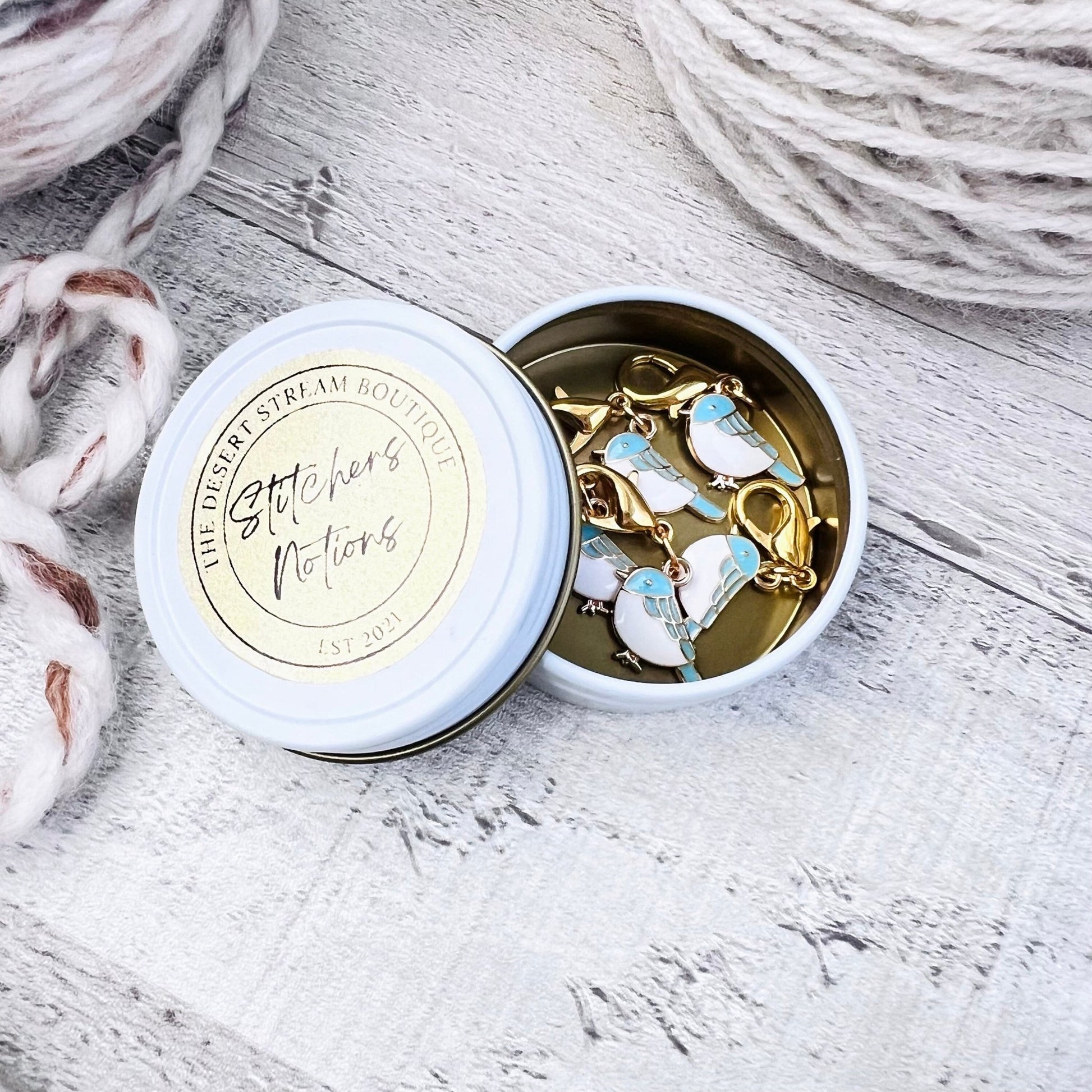 Blue Bird Stitch Markers Set - The Desert Stream Stitch