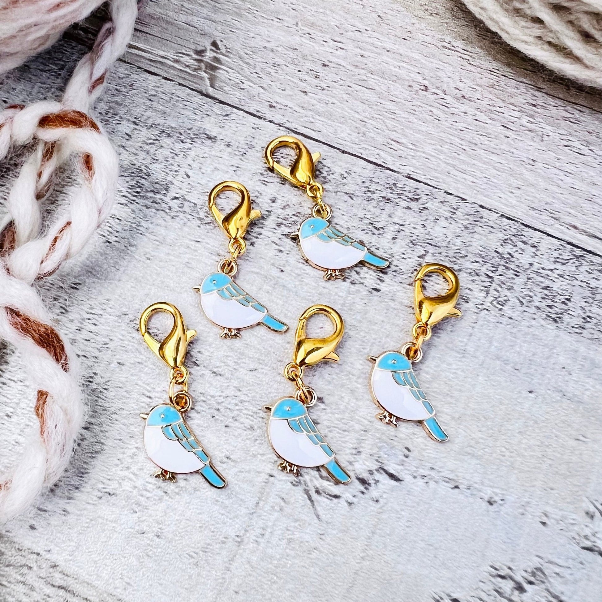 Blue Bird Stitch Markers Set - The Desert Stream Stitch