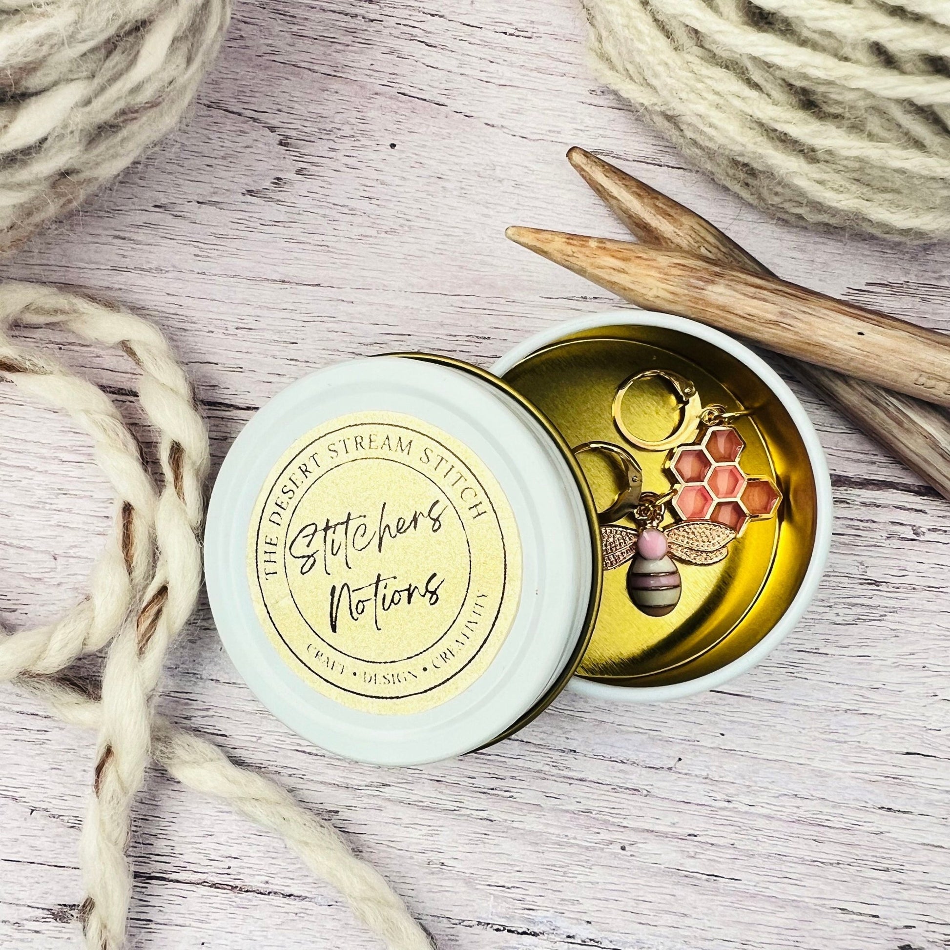 Blush Bee Stitch Markers - The Desert Stream Stitch
