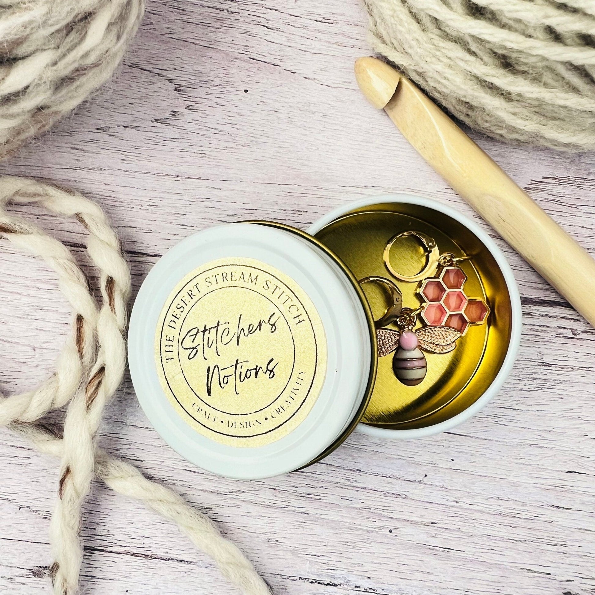 Blush Bee Stitch Markers - The Desert Stream Stitch
