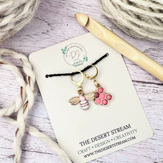 Blush Bee Stitch Markers - The Desert Stream Stitch
