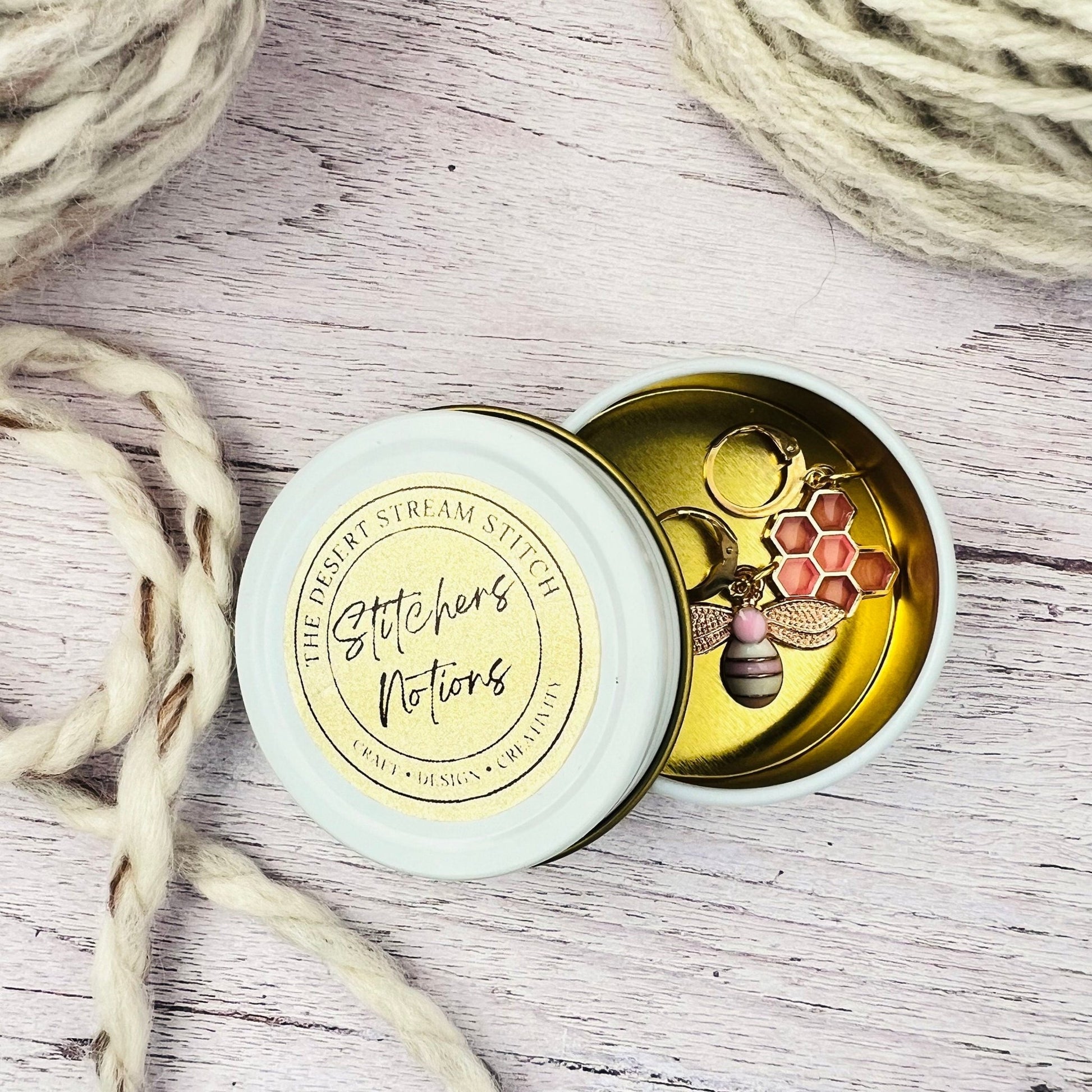 Blush Bee Stitch Markers - The Desert Stream Stitch
