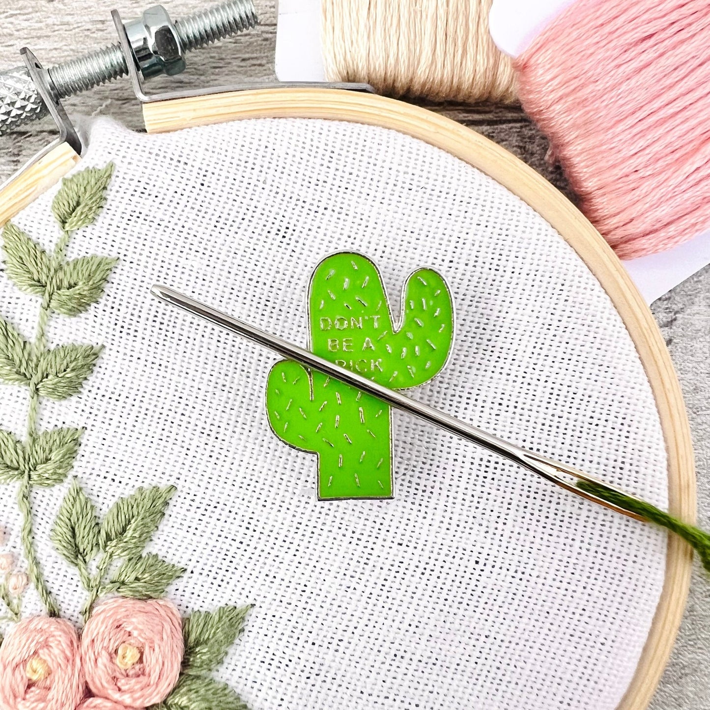 Cactus Prick Needle Minder Needle Threader Magnetic - The Desert Stream Stitch