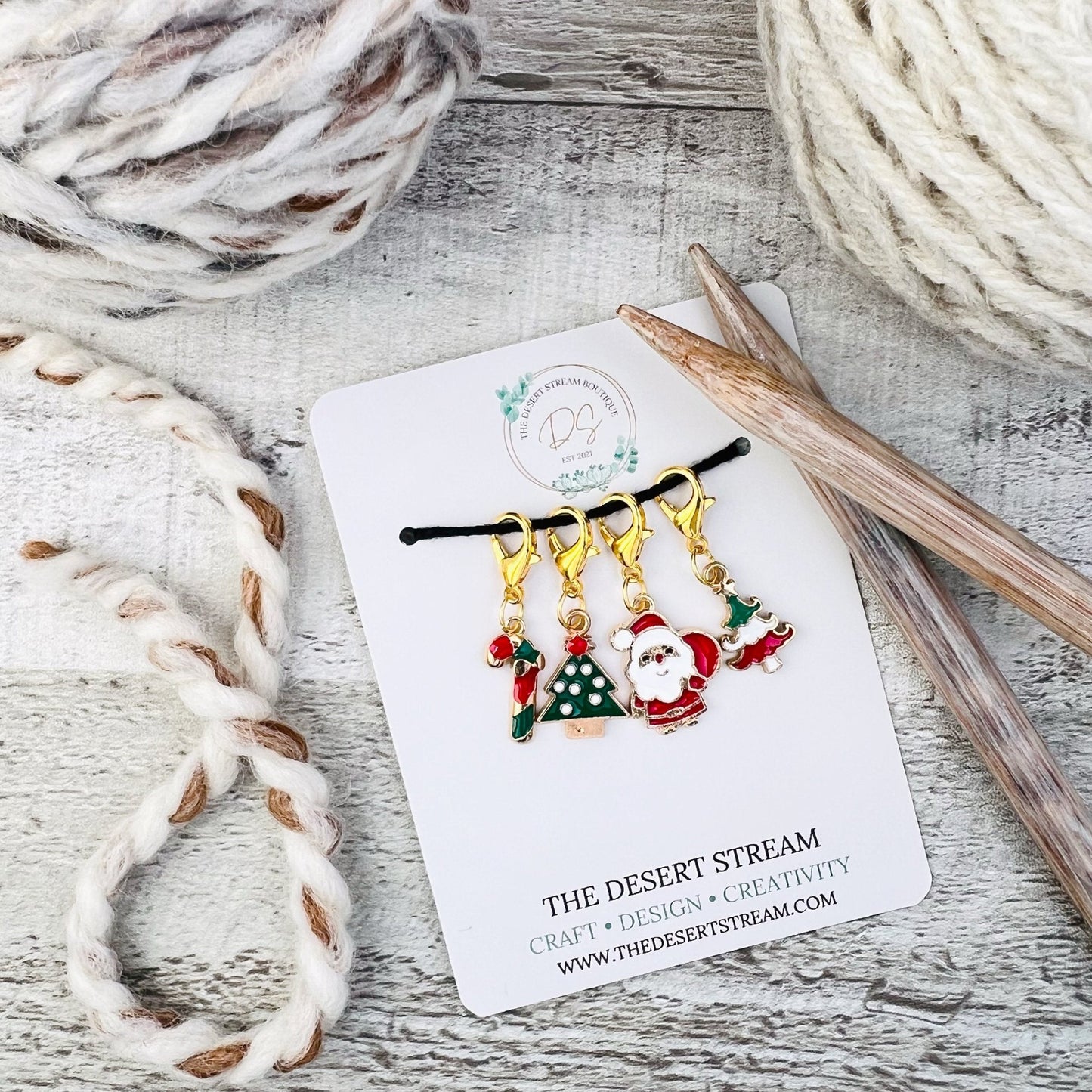 Christmas Stitch Markers Set - The Desert Stream Stitch