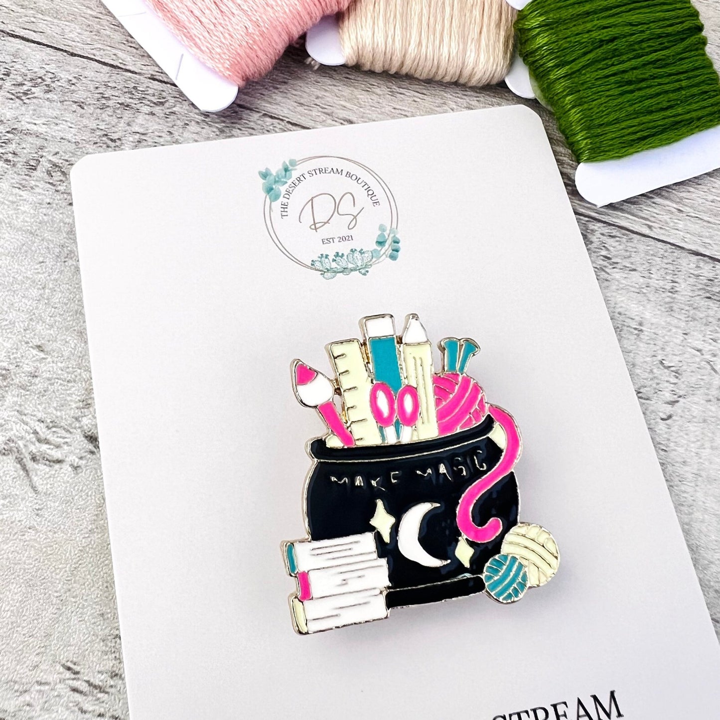 Crafty Cauldron Needle Minder Needle Threader Magnetic - The Desert Stream Stitch
