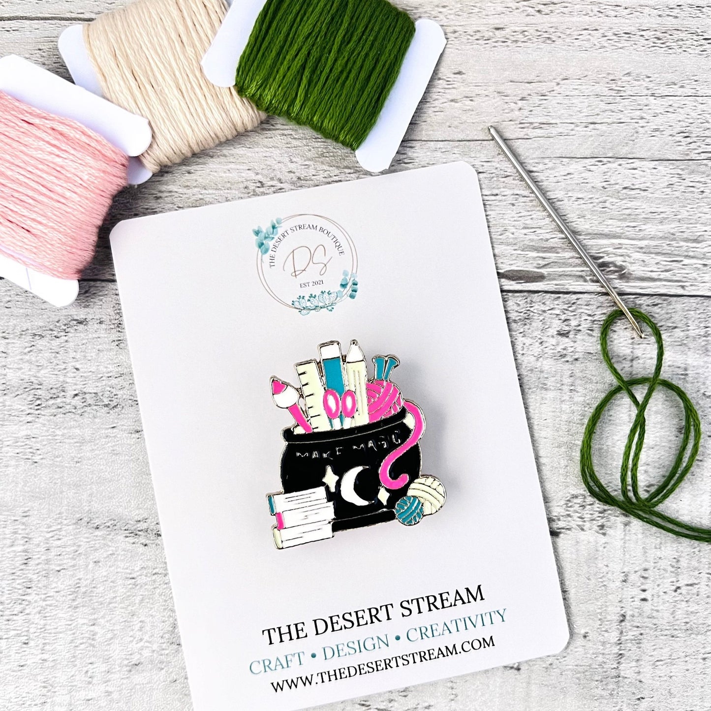 Crafty Cauldron Needle Minder Needle Threader Magnetic - The Desert Stream Stitch