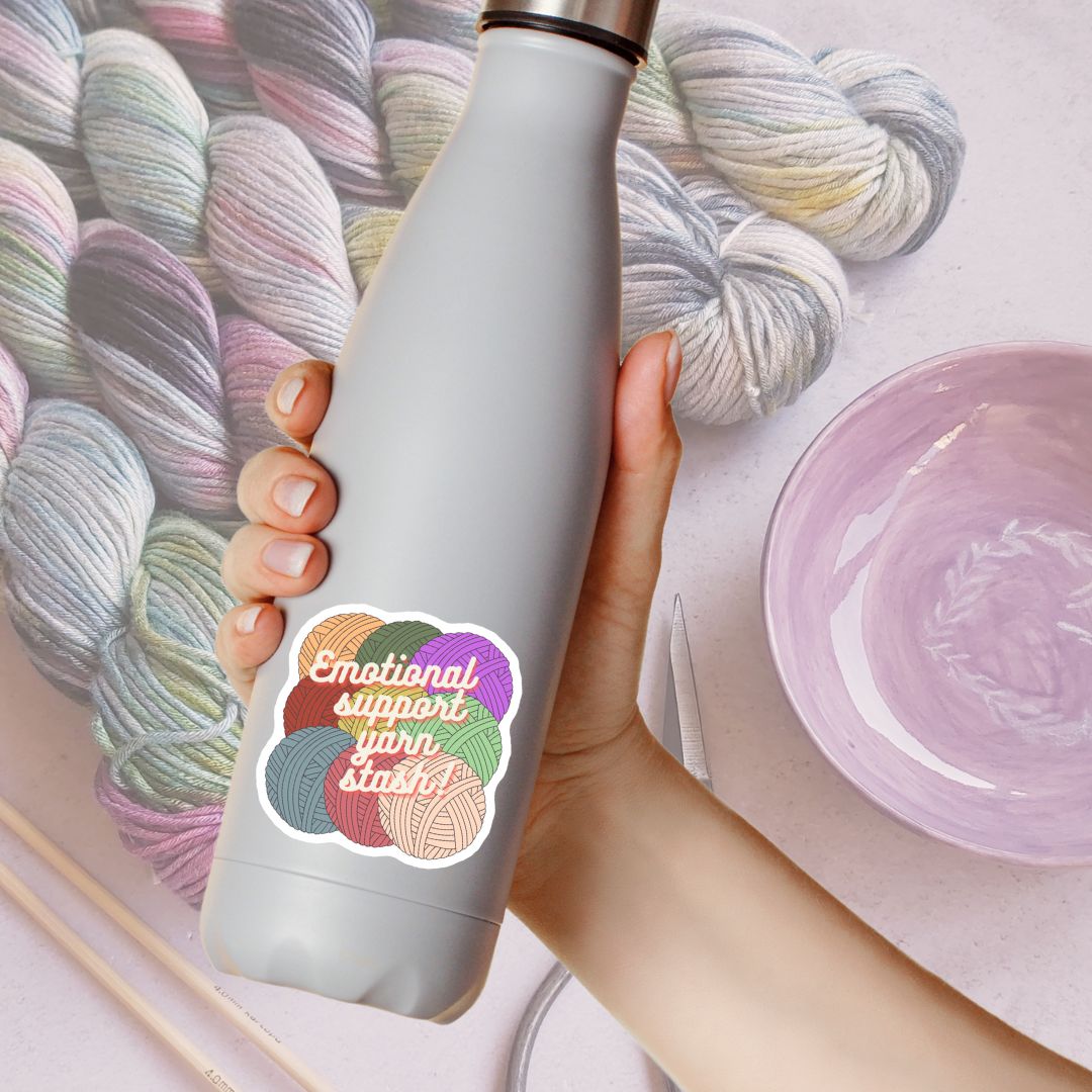 Emotional Support Yarn Stash Vinyl Sticker - The Desert Stream Stitch