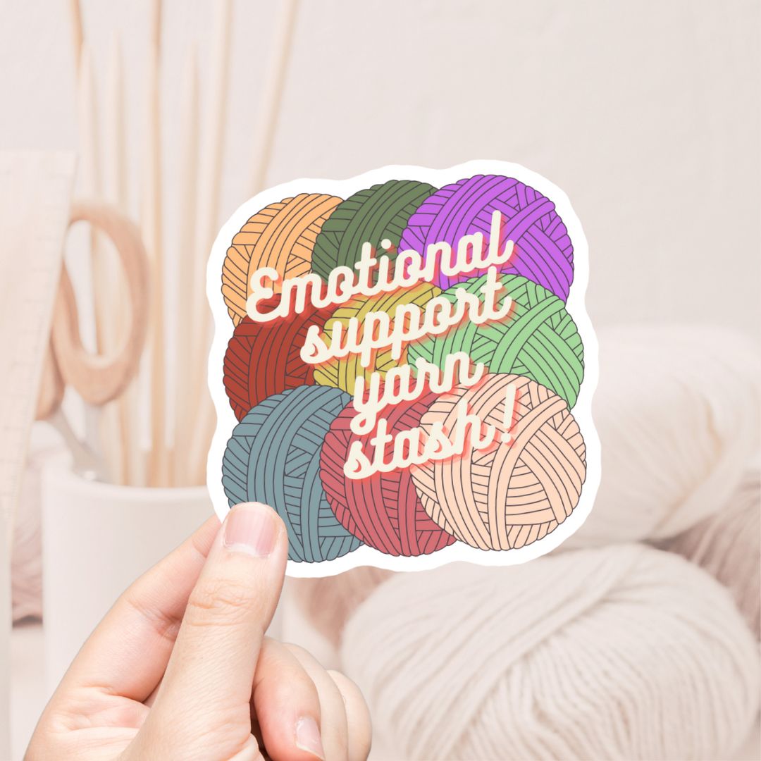 Emotional Support Yarn Stash Vinyl Sticker - The Desert Stream Stitch