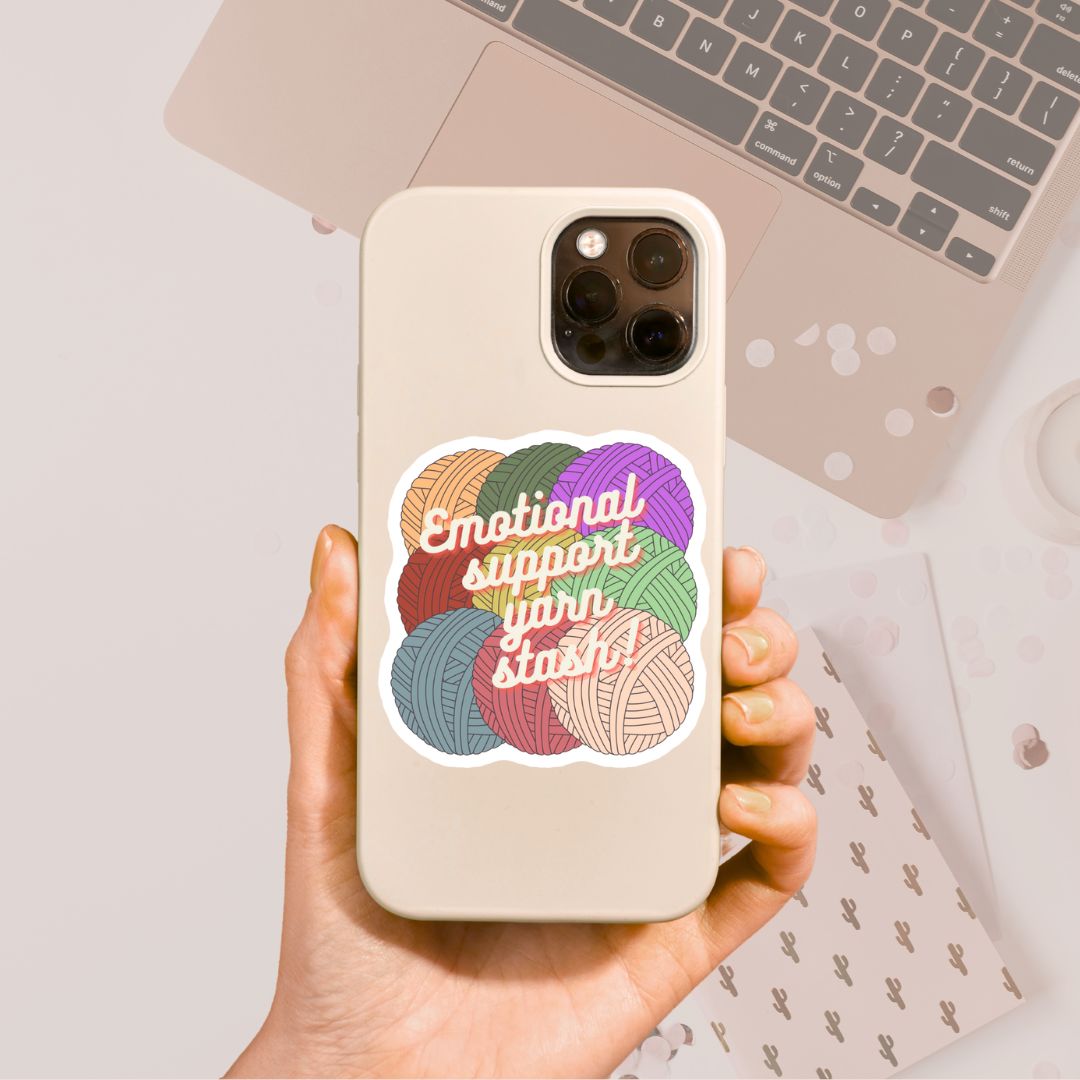 Emotional Support Yarn Stash Vinyl Sticker - The Desert Stream Stitch