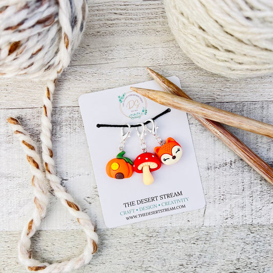 Fall Forrest stitch markers Set - The Desert Stream Stitch