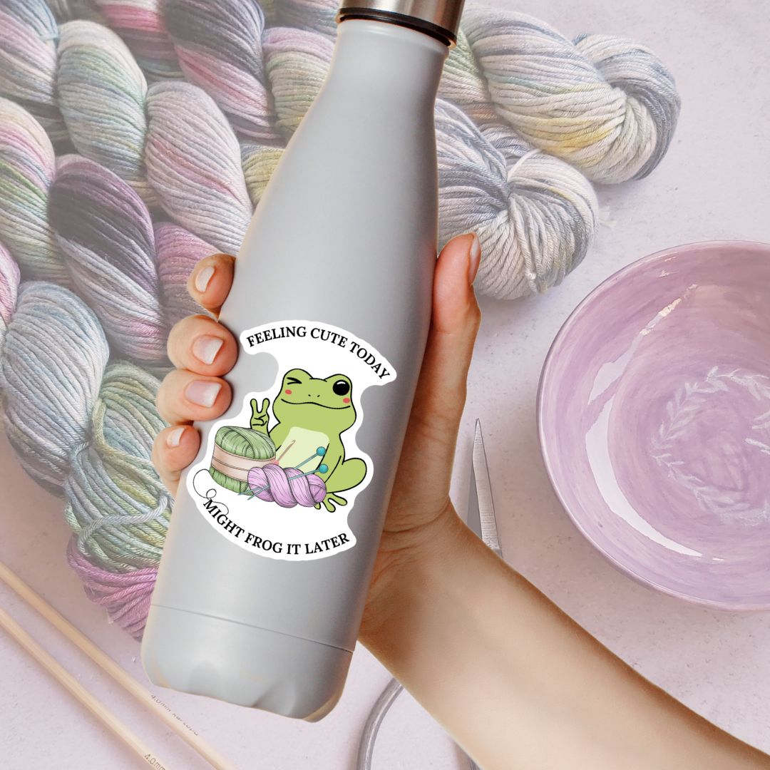 Feeling Cute Might Frog It Later Vinyl Sticker - The Desert Stream Stitch