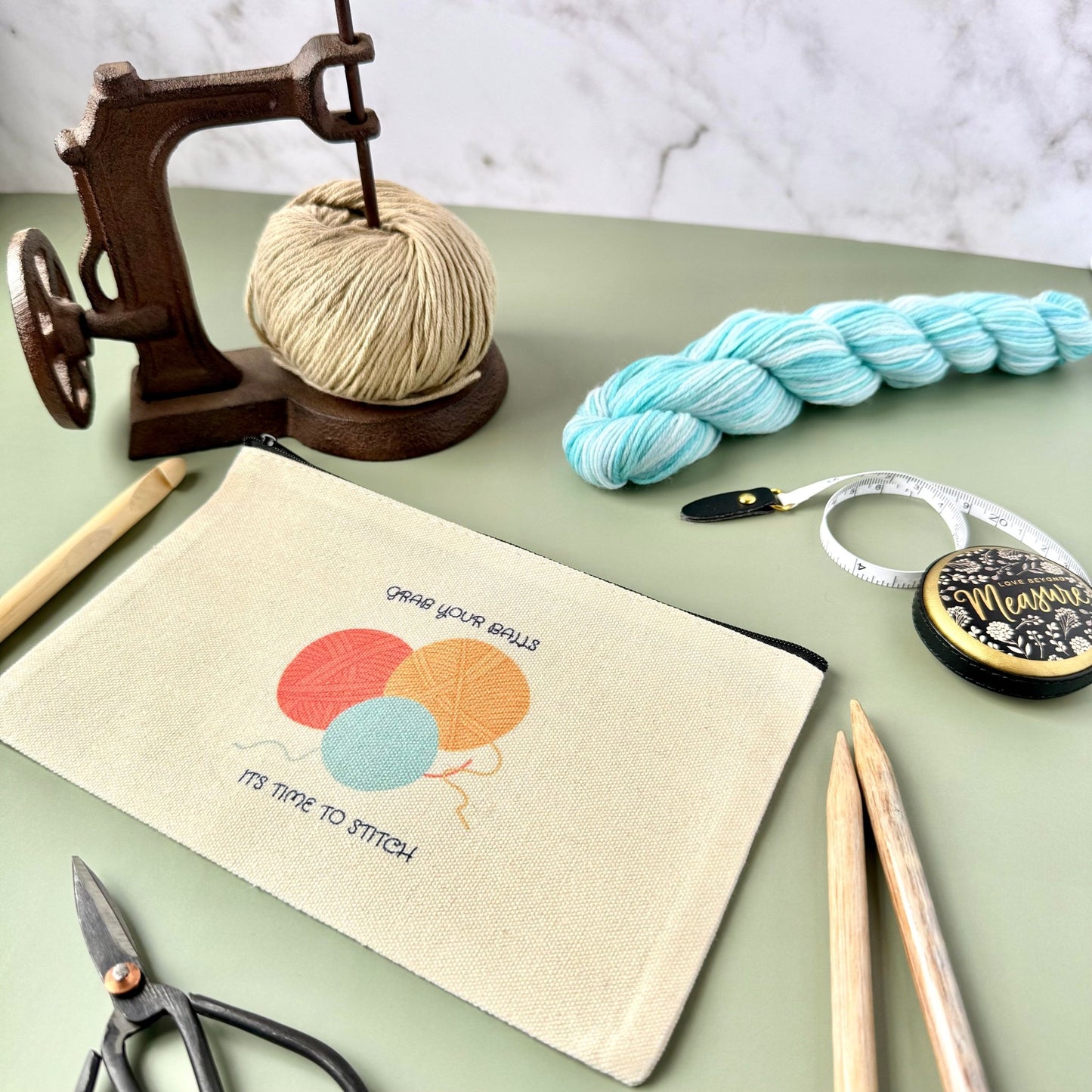 Grab Your Balls Notions Project Zip Bag - The Desert Stream Stitch