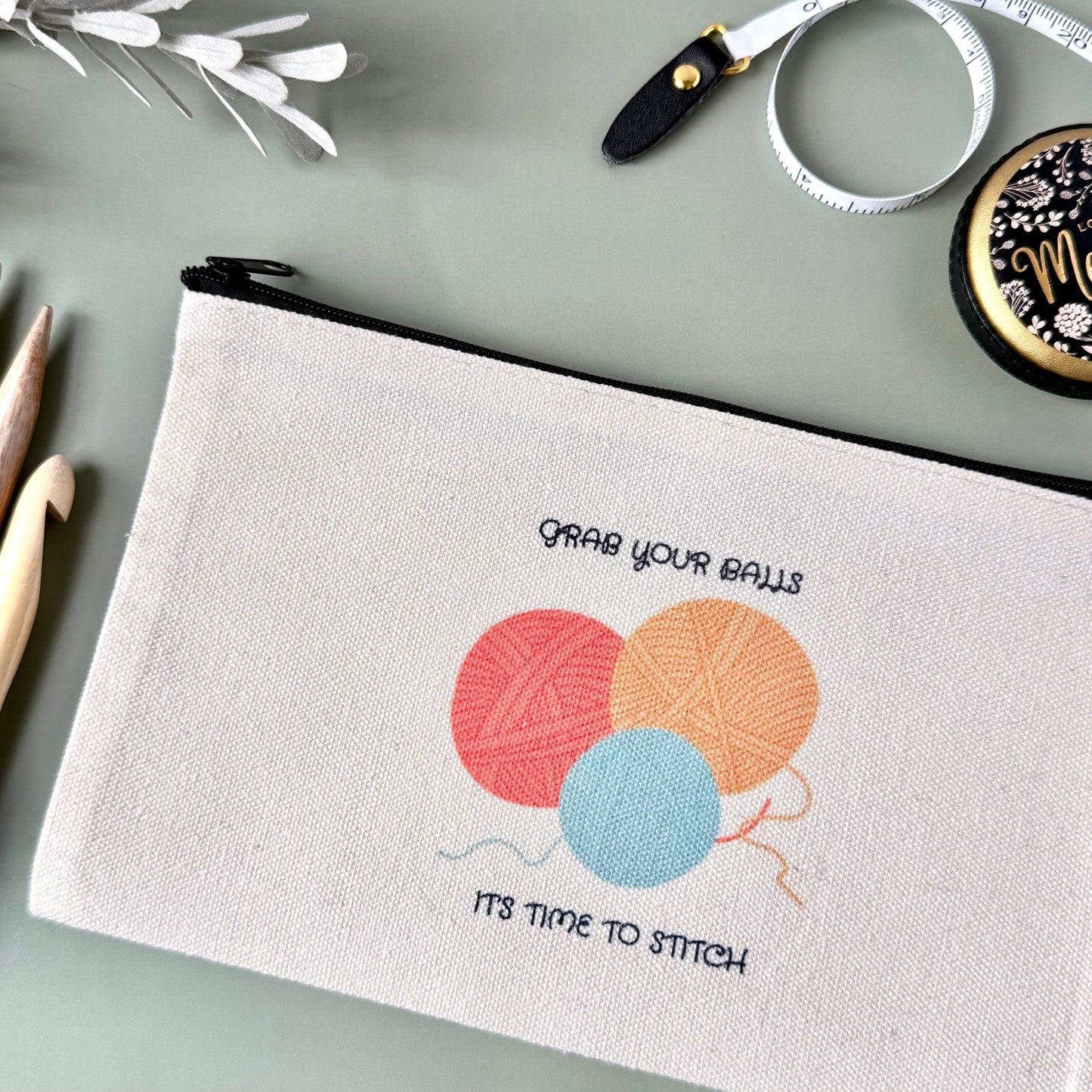 Grab Your Balls Notions Project Zip Bag - The Desert Stream Stitch