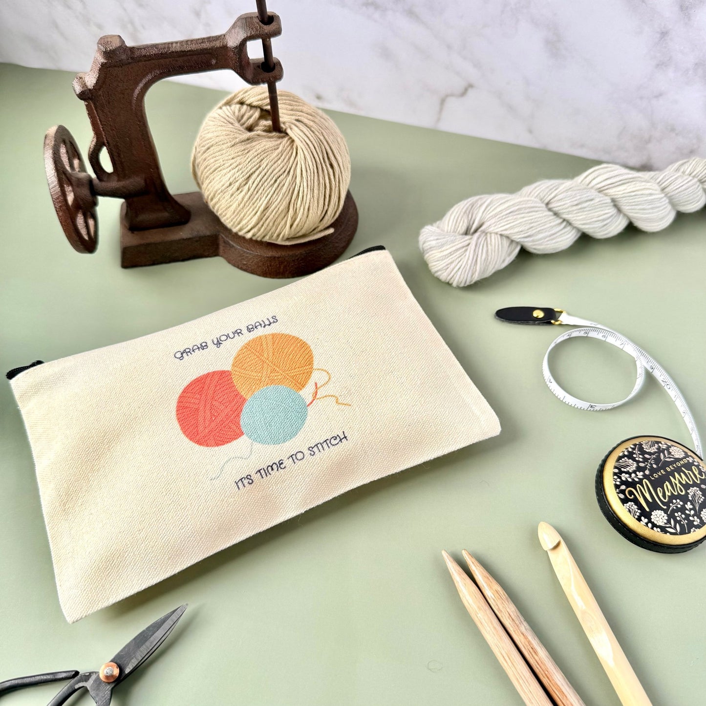 Grab Your Balls Notions Project Zip Bag - The Desert Stream Stitch