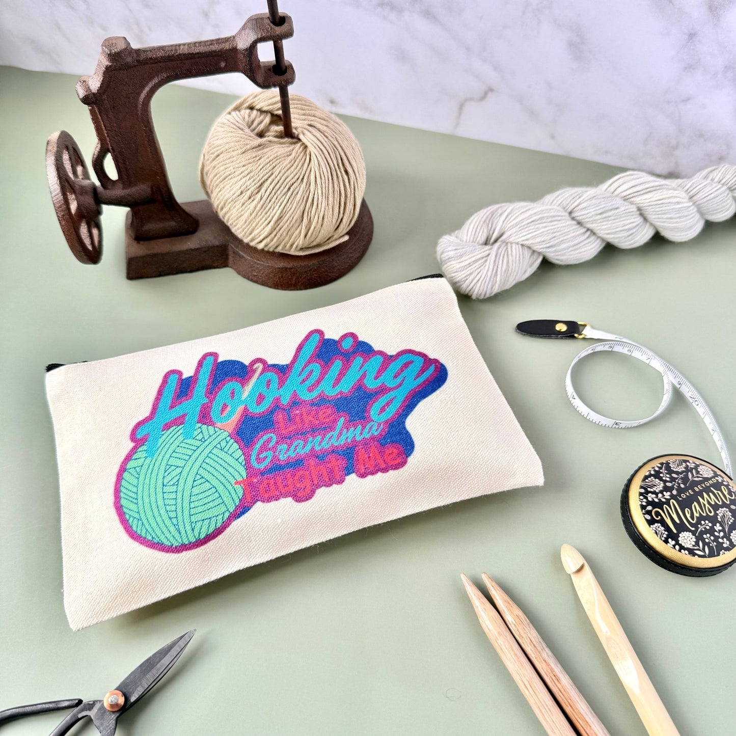 Hooking Like Grandma Notions Project Zip Bag - The Desert Stream Stitch