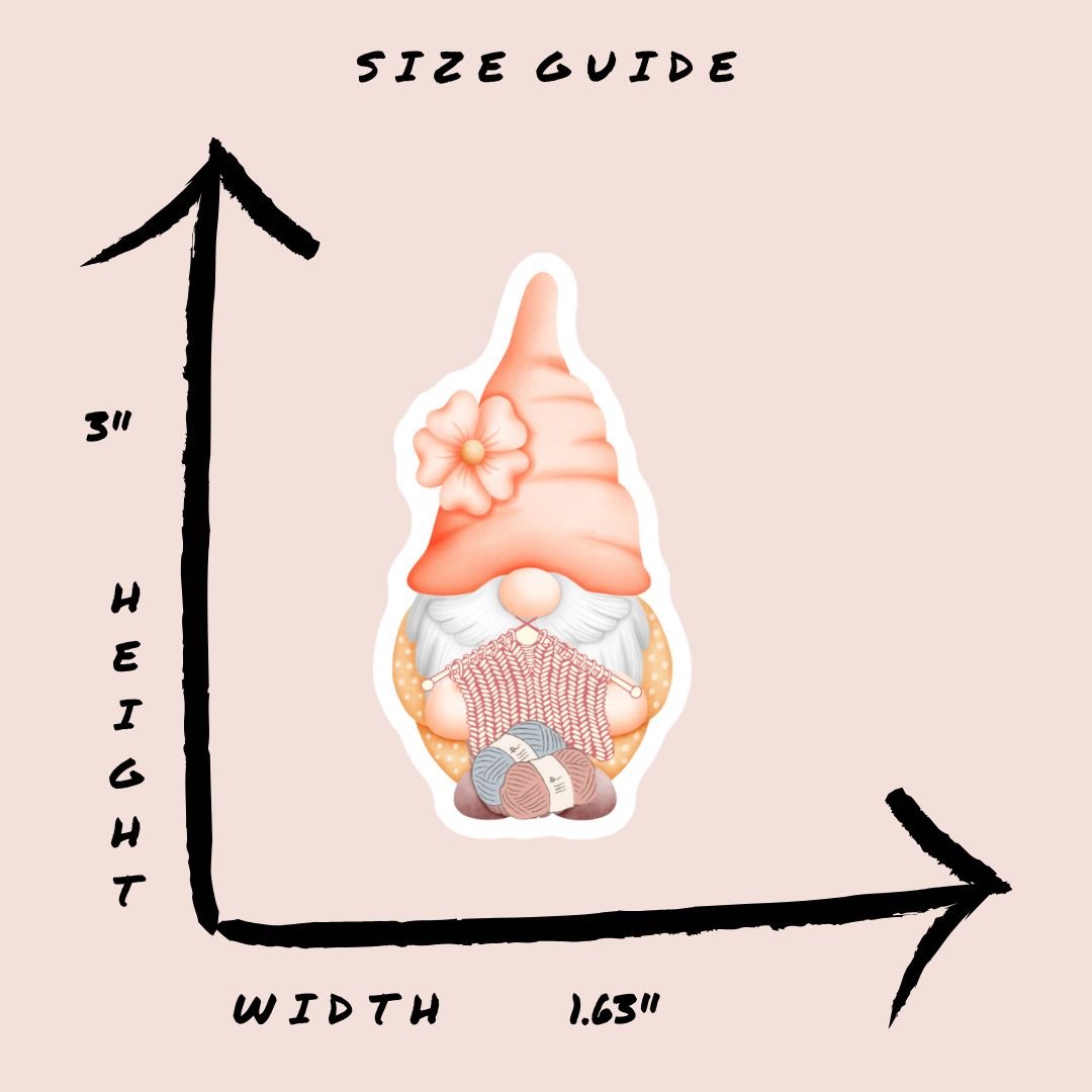 Knitting Gnome Pink Vinyl Sticker - The Desert Stream Stitch