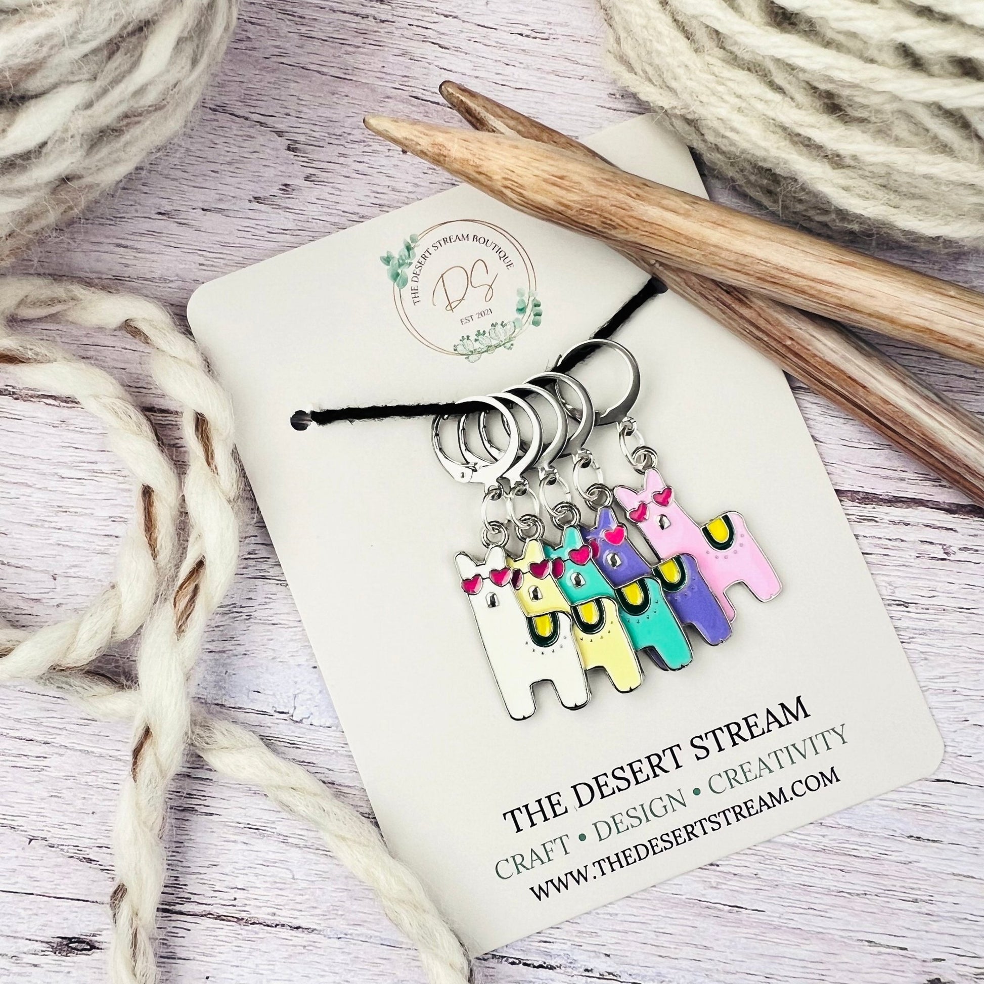 Llama Stitch Markers - The Desert Stream Stitch