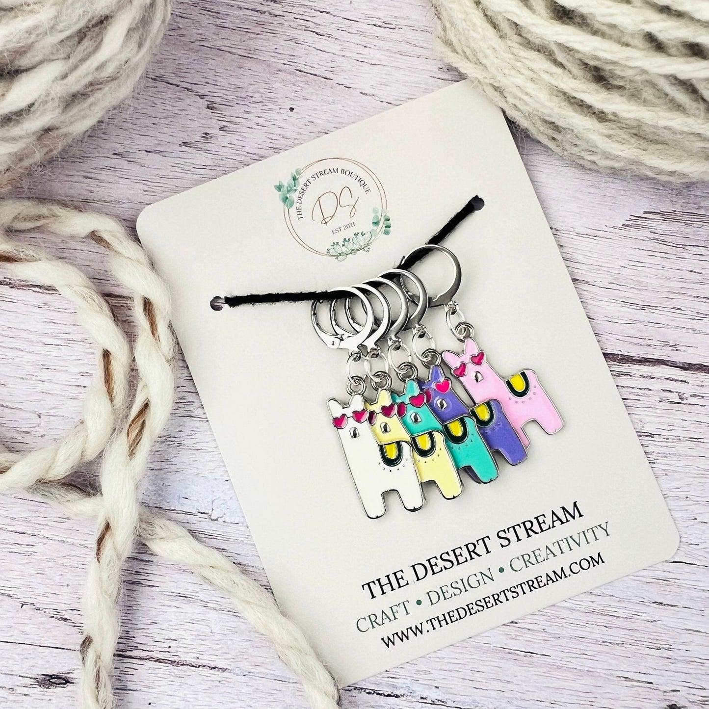 Llama Stitch Markers - The Desert Stream Stitch