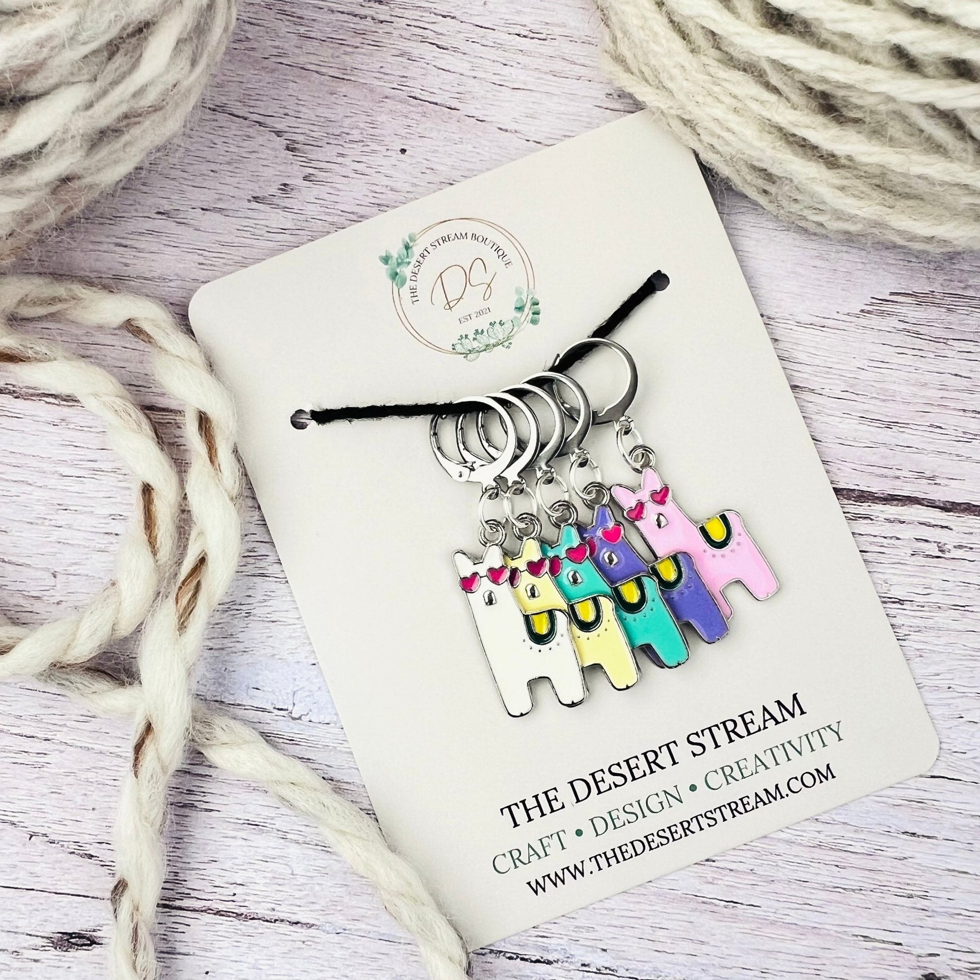 Llama Stitch Markers - The Desert Stream Stitch
