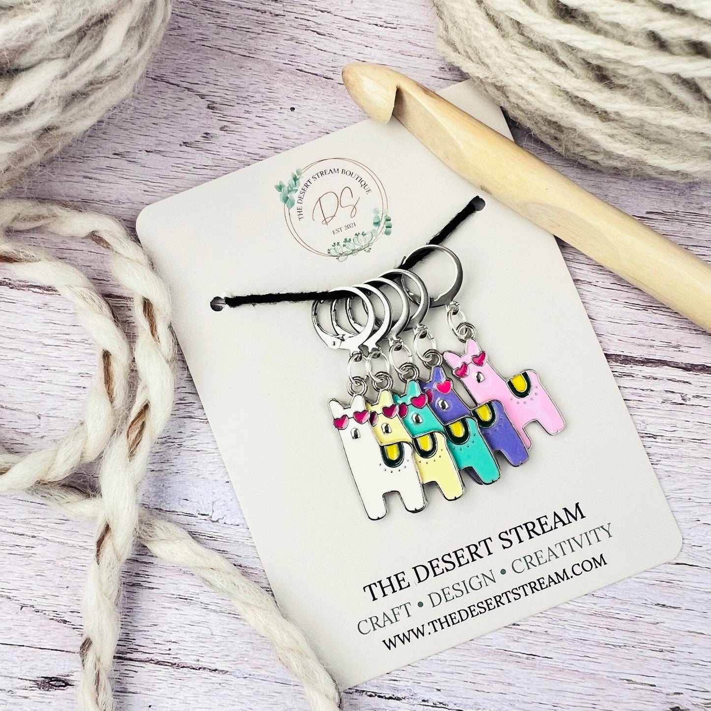 Llama Stitch Markers - The Desert Stream Stitch