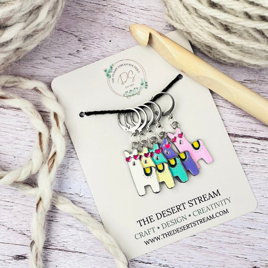 Llama Stitch Markers - The Desert Stream Stitch