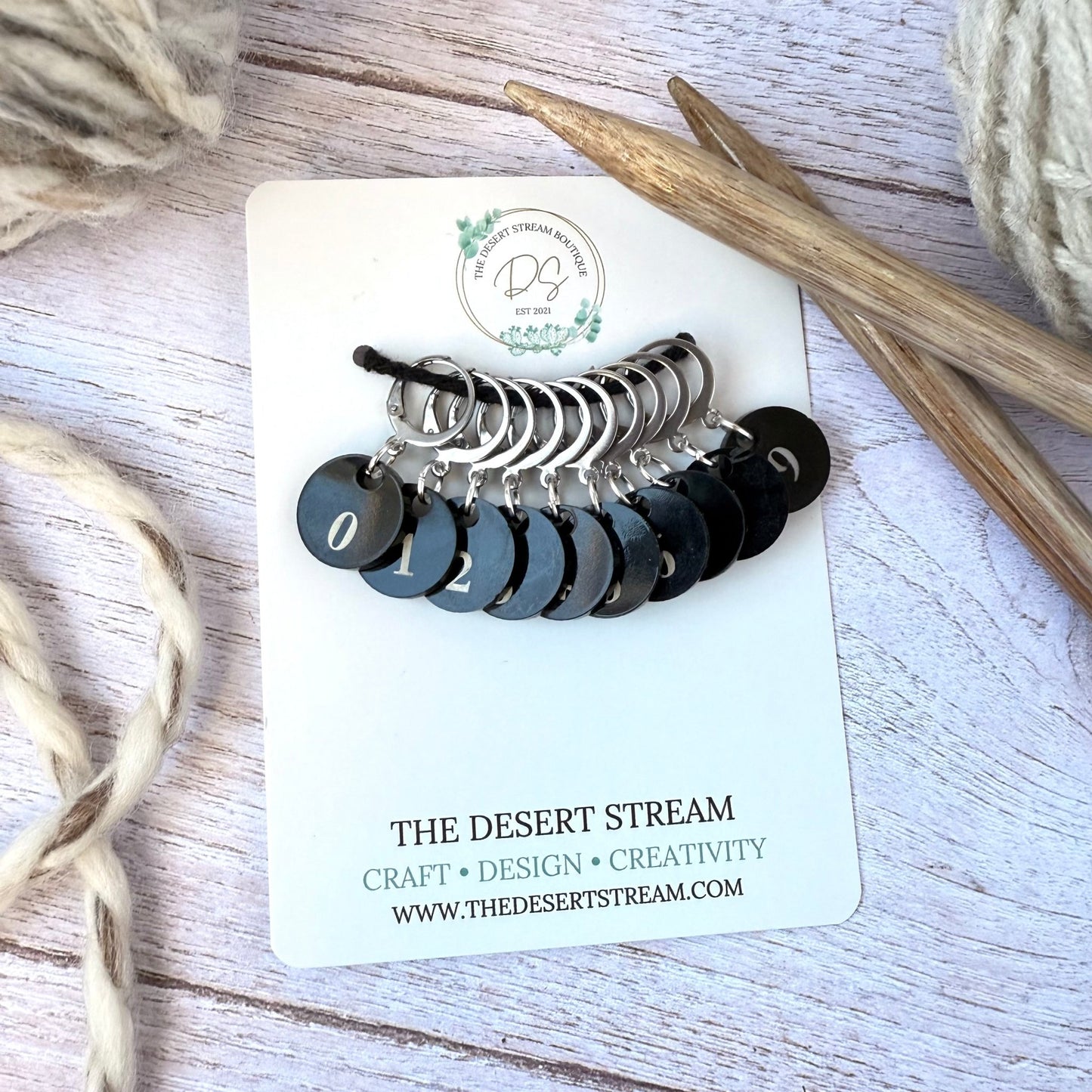 Numbered Stitch Markers Set - The Desert Stream Stitch