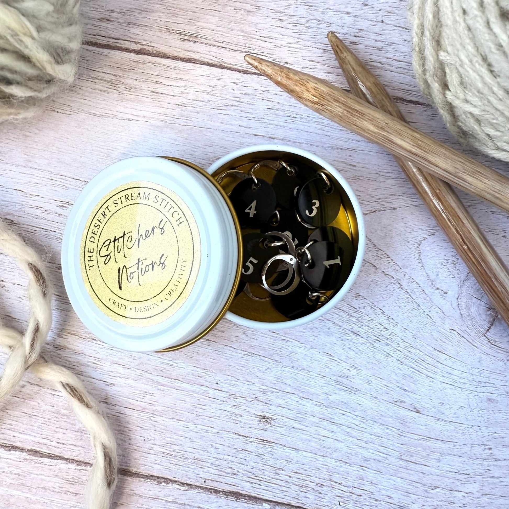 Numbered Stitch Markers Set - The Desert Stream Stitch