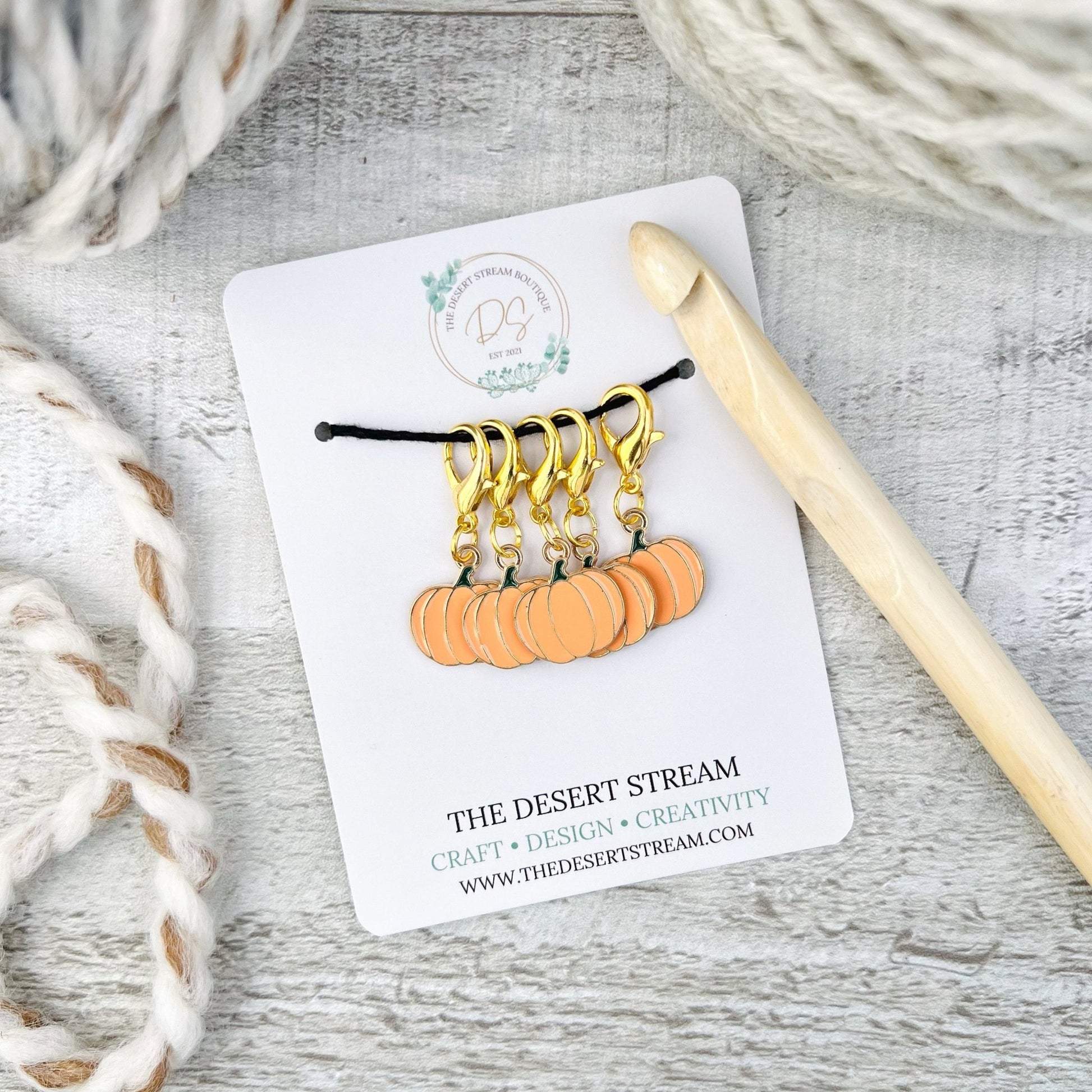 Pumpkin Stitch Markers Set - The Desert Stream Stitch