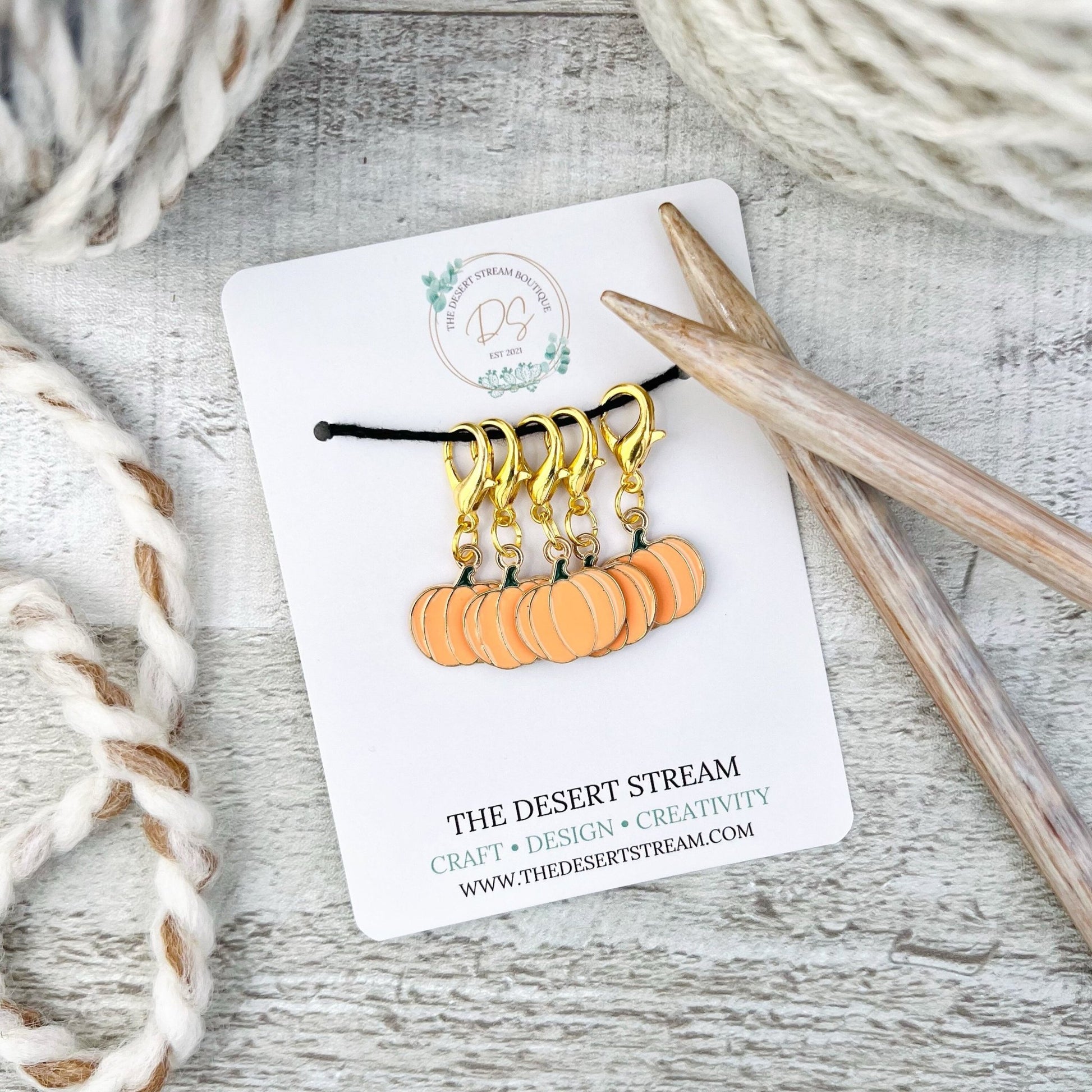 Pumpkin Stitch Markers Set - The Desert Stream Stitch