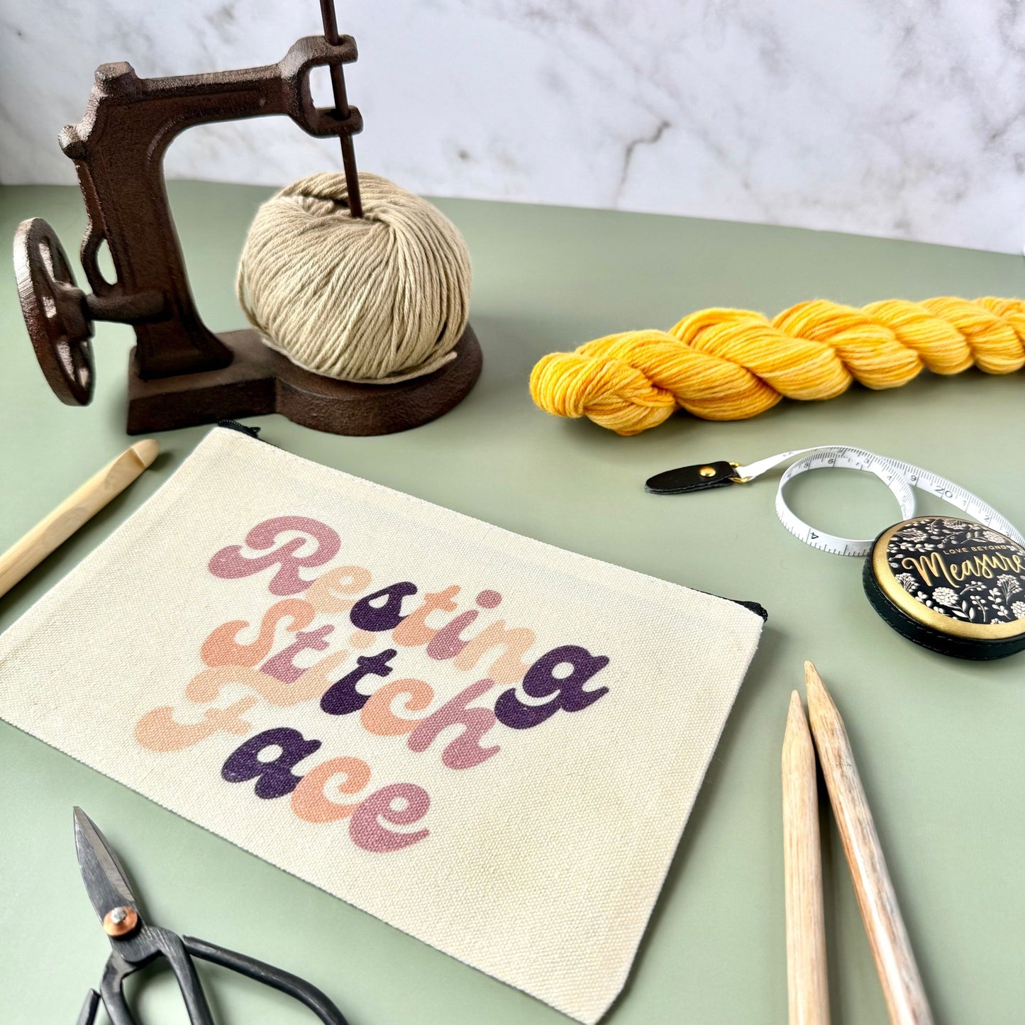 Resting Stitch Face Notions Project Zip Bag - The Desert Stream Stitch