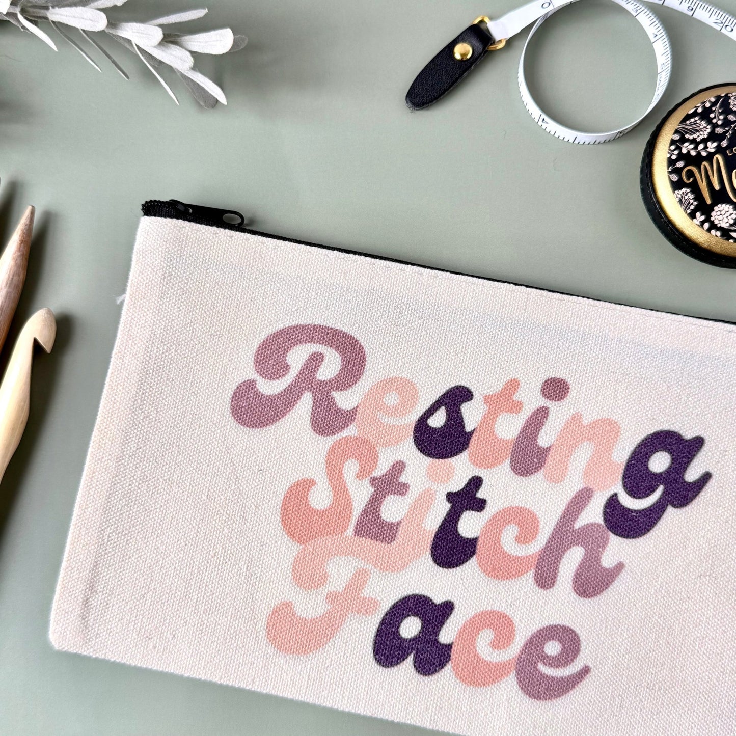 Resting Stitch Face Notions Project Zip Bag - The Desert Stream Stitch