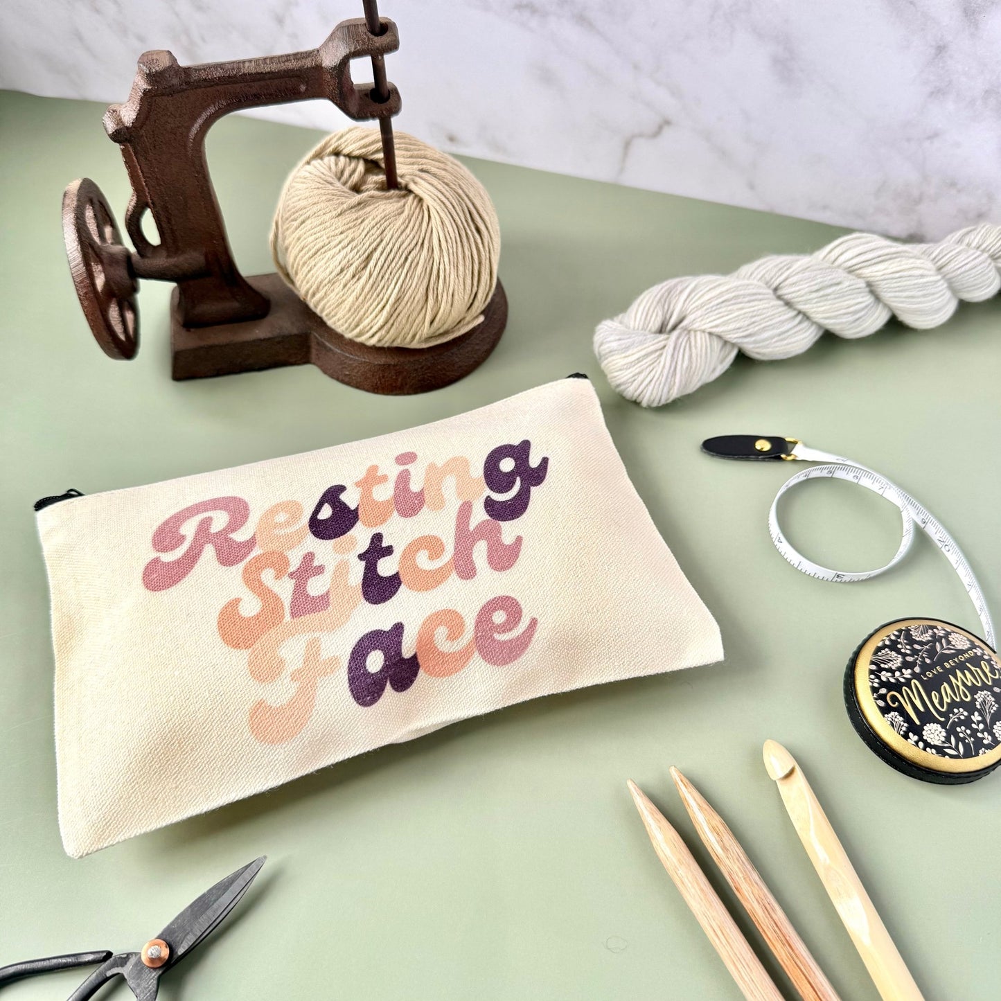 Resting Stitch Face Notions Project Zip Bag - The Desert Stream Stitch