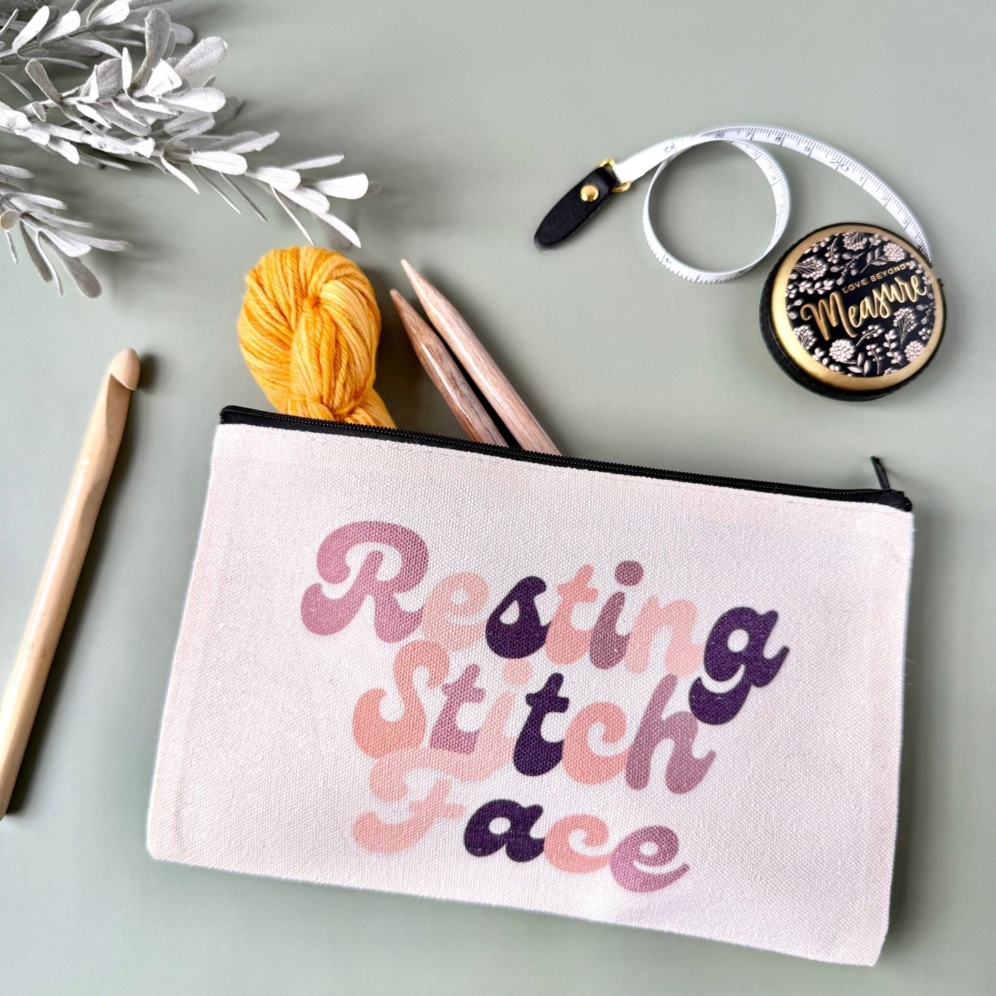 Resting Stitch Face Notions Project Zip Bag - The Desert Stream Stitch