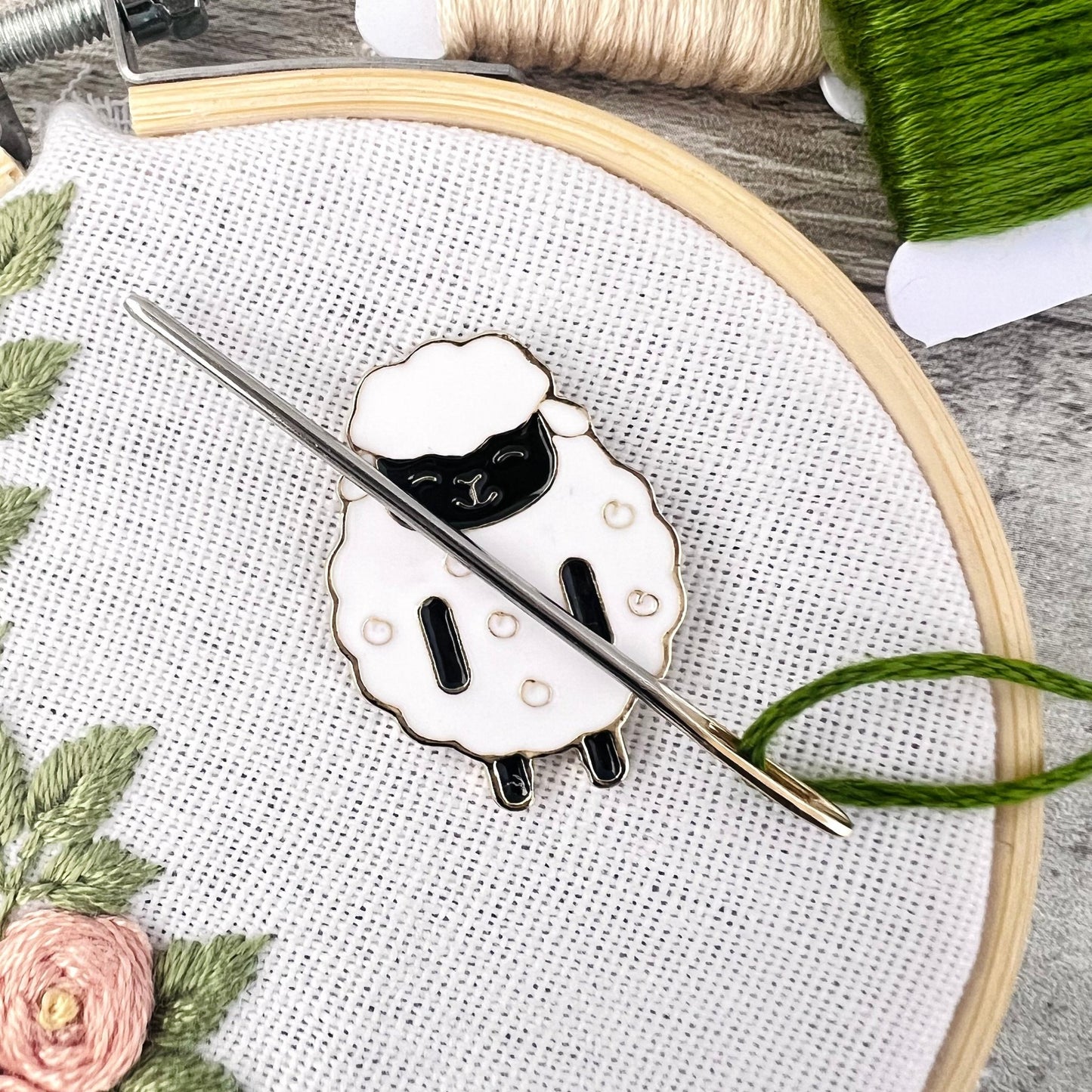 Sheep Needle Minder Needle Threader Magnetic - The Desert Stream Stitch