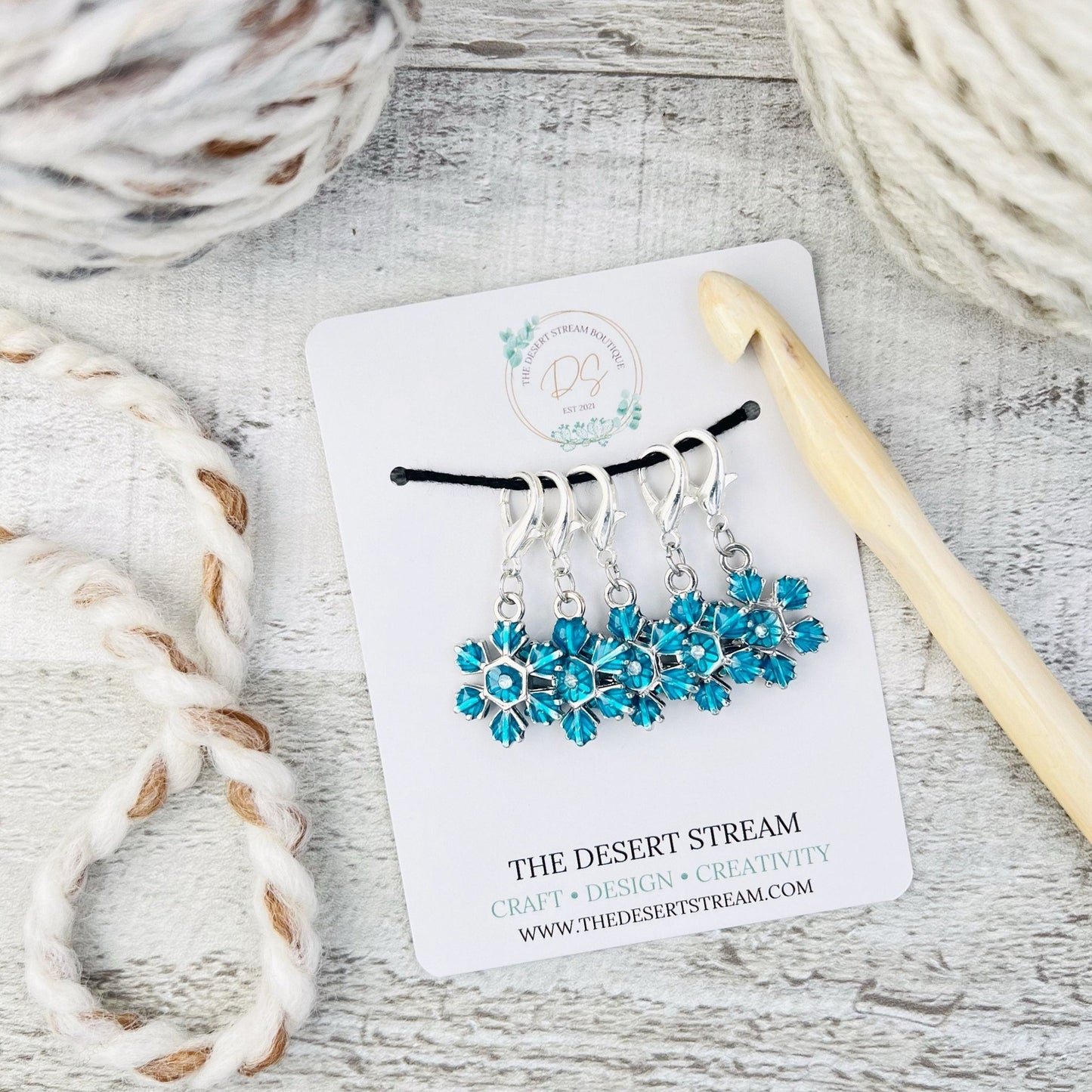 Snowflake Stitch Markers Set - The Desert Stream Stitch