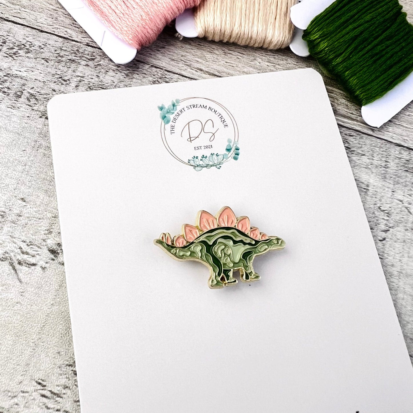 Stegosaurus Needle Minder Needle Threader Magnetic - The Desert Stream Stitch