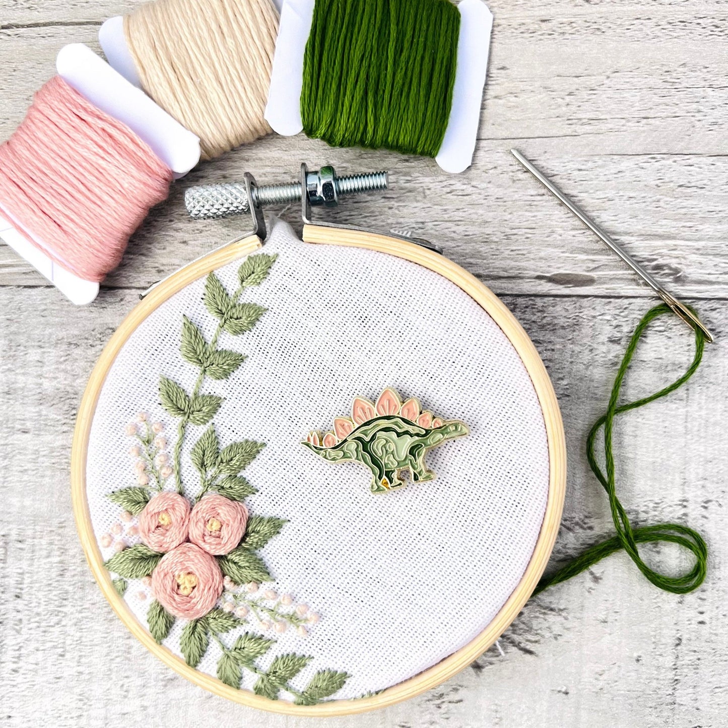 Stegosaurus Needle Minder Needle Threader Magnetic - The Desert Stream Stitch