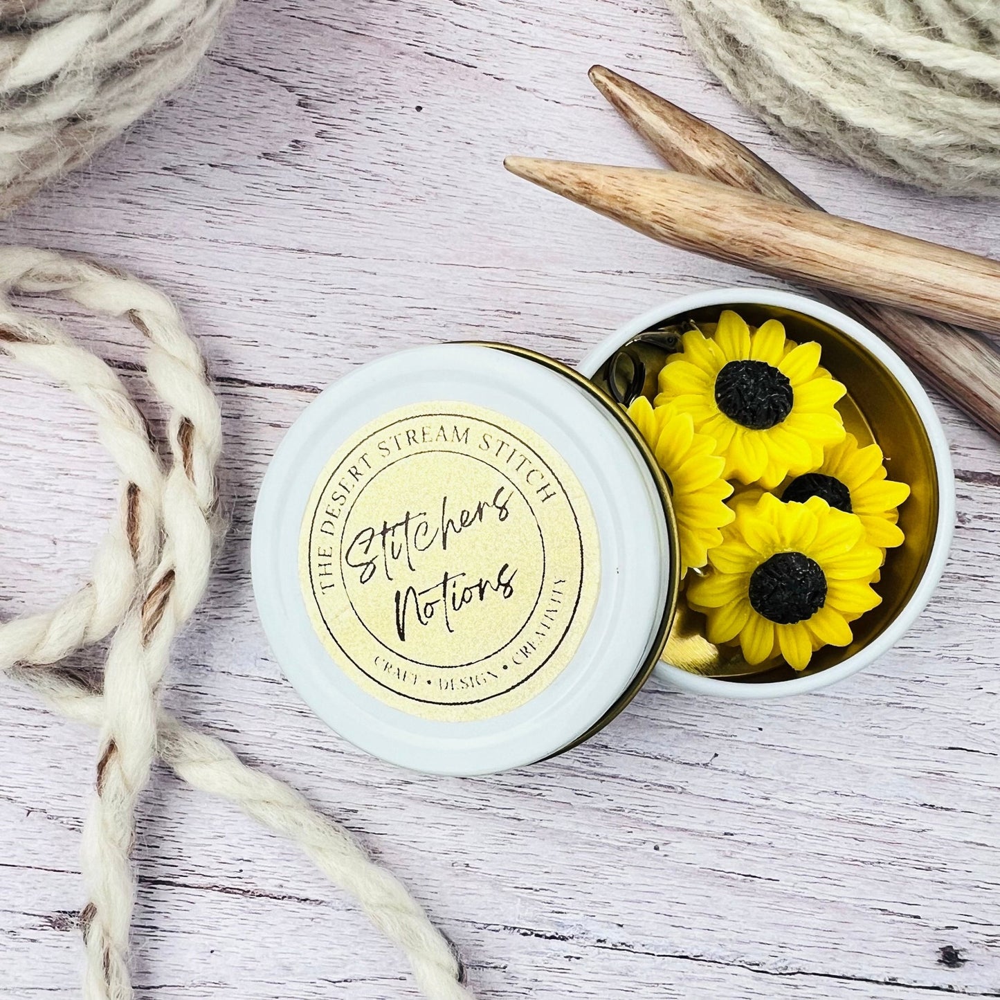 Sunflower Stitch Markers - The Desert Stream Stitch