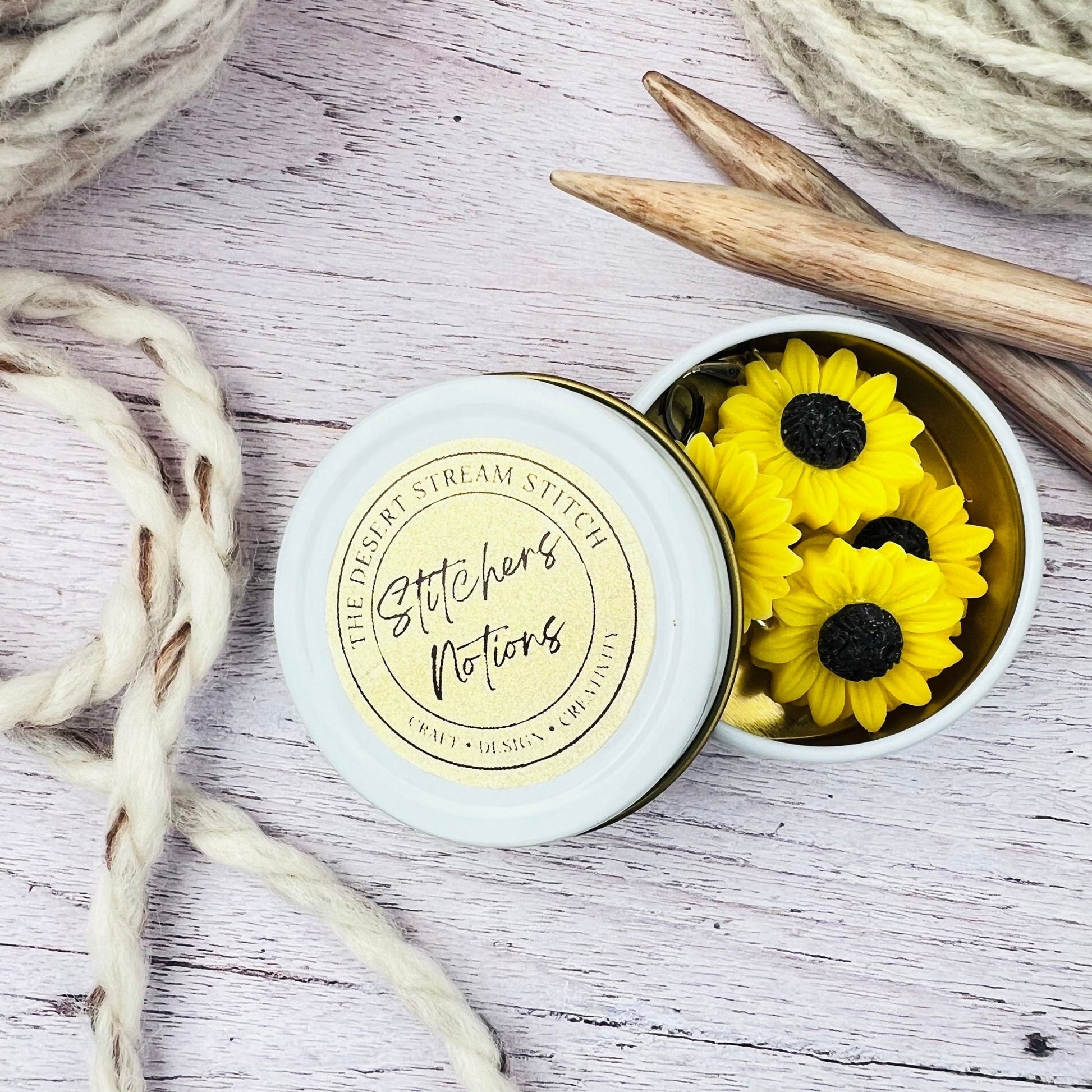 Sunflower Stitch Markers - The Desert Stream Stitch