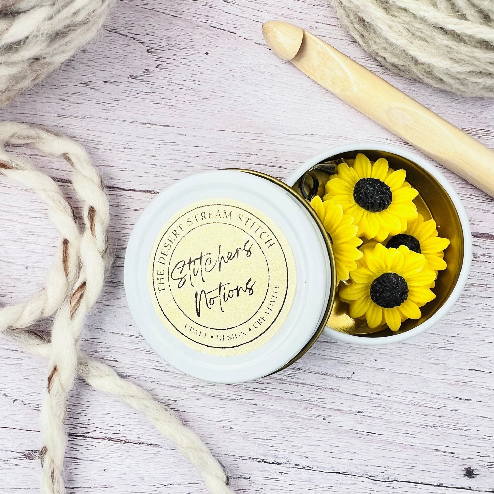 Sunflower Stitch Markers - The Desert Stream Stitch